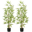 HOMCOM 4ft Set of 2 Artificial Bamboo with Pot, Indoor Fake Plants for Home Office Living Room Decor