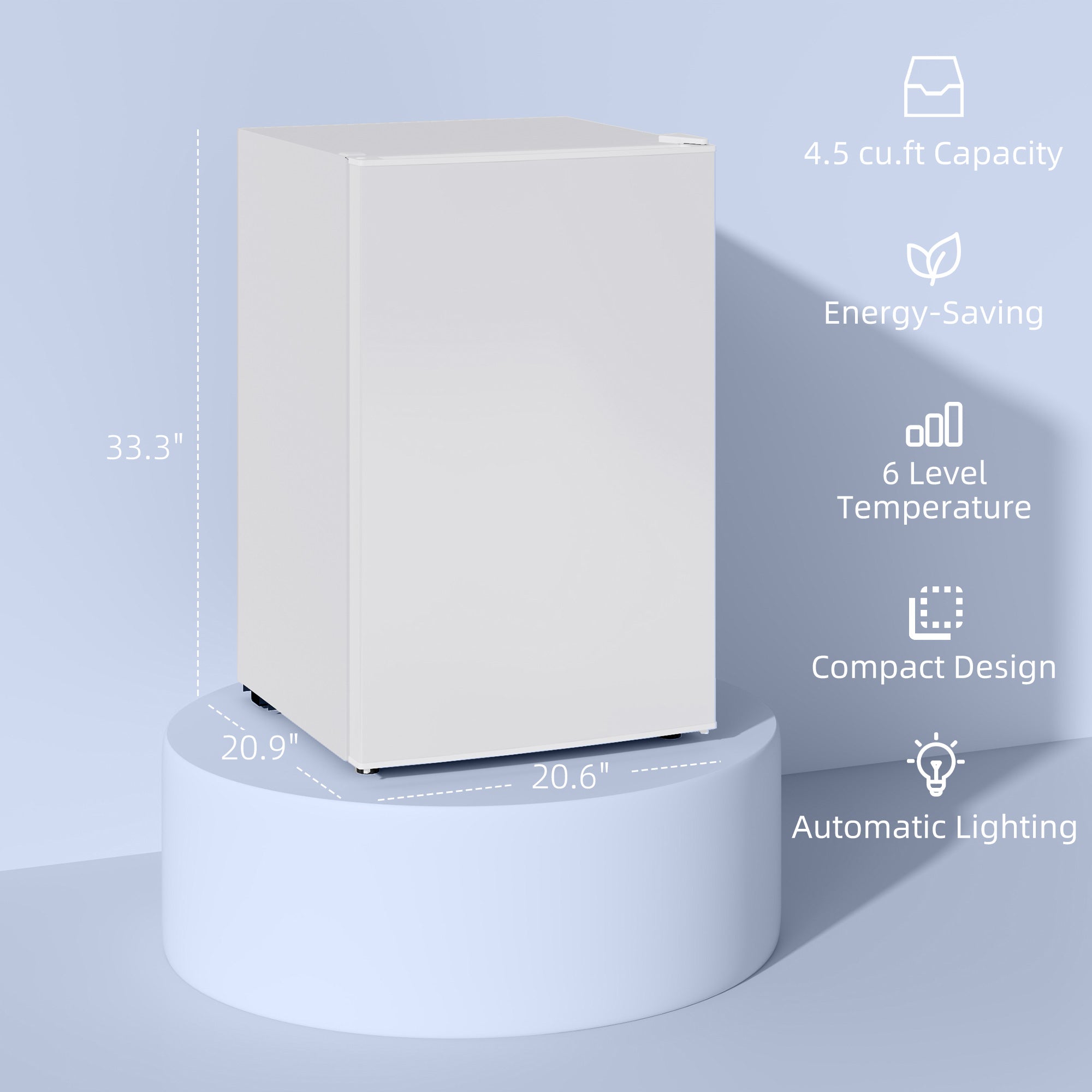 HOMCOM 4.5 Cu.Ft Mini Fridge with Freezer, Single Door Compact Refrigerator with Adjustable Thermostat, Reversible Door, Mini Refrigerator for Bedroom, Dorm, Home Office, Energy Efficient, White