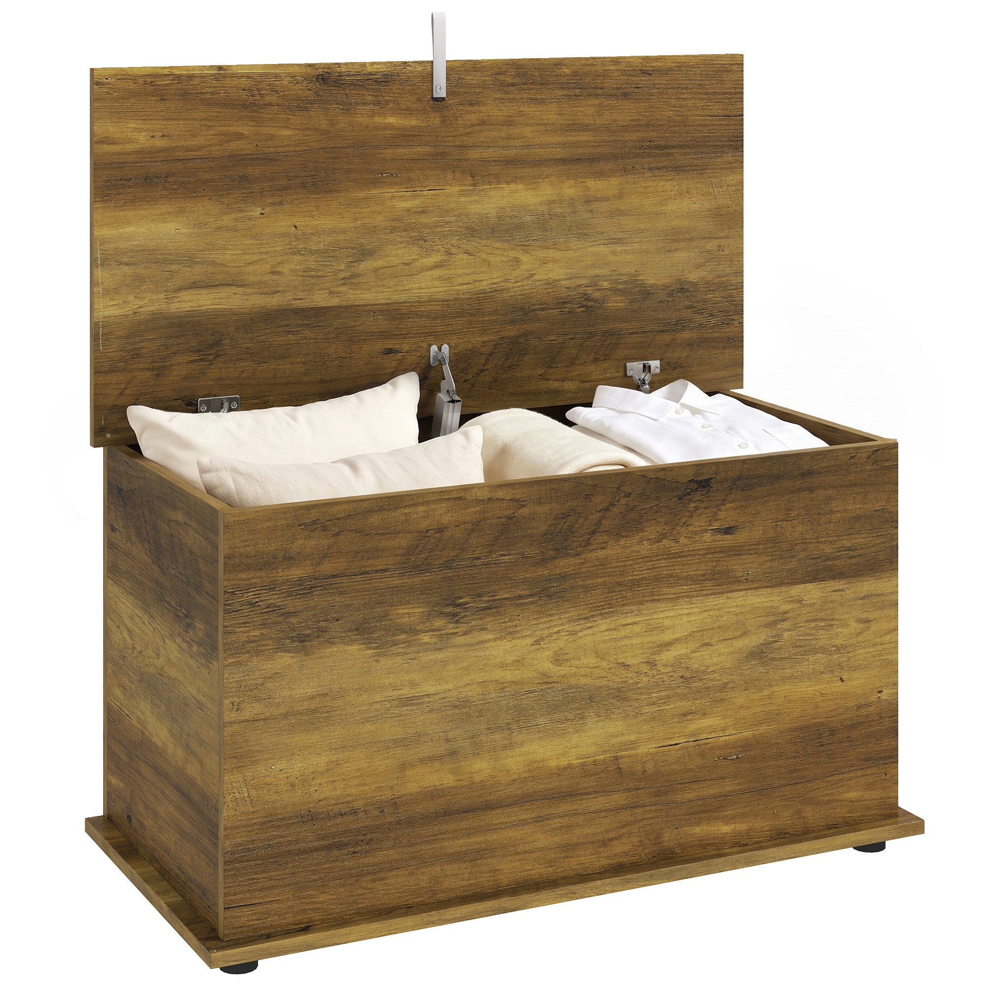 Storage Chest, Large 102L Blanket Box, Shoe Bench with Safety Hinged Lid, Storage Trunk, Bed End Bench for Bedroom, Hallway, Living room, Playroom, 80 x 40 x 45cm, Brown