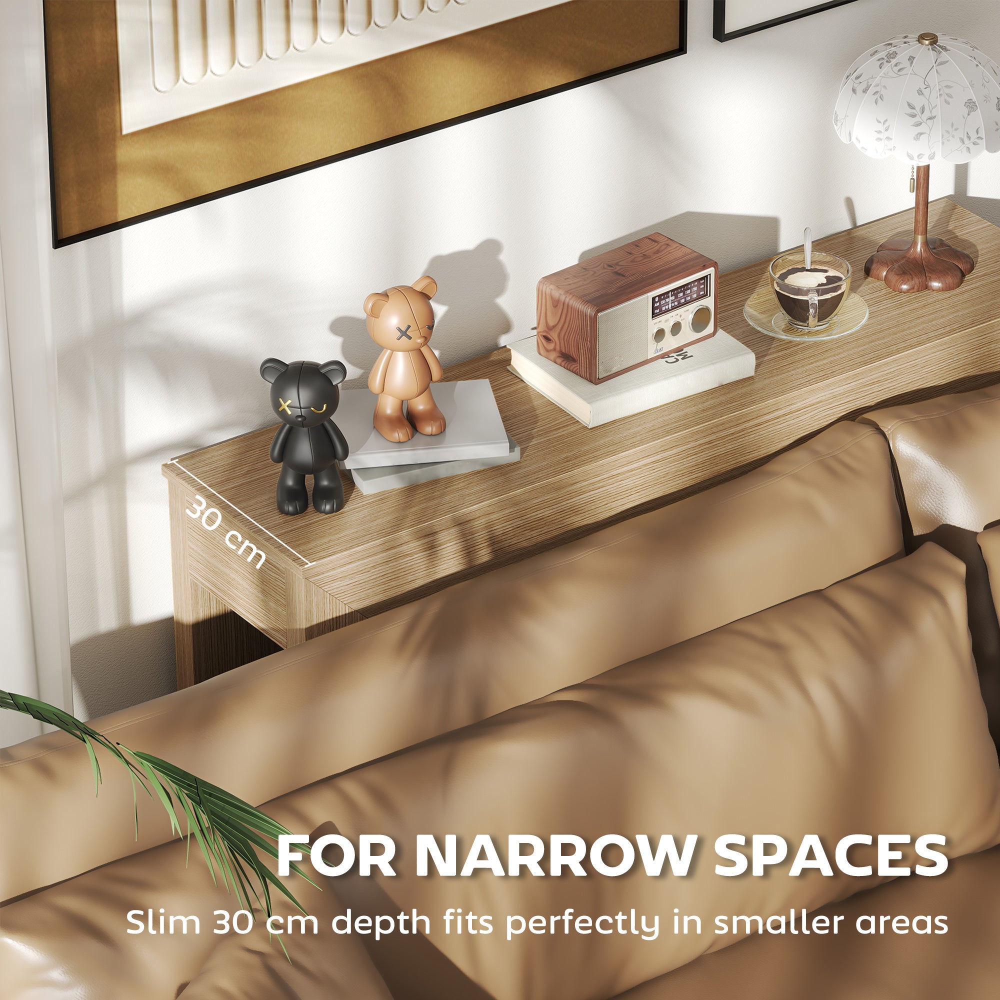 Modern Console Table, 47" Narrow Entryway Table for Living Room, Hallway, Natural Wood