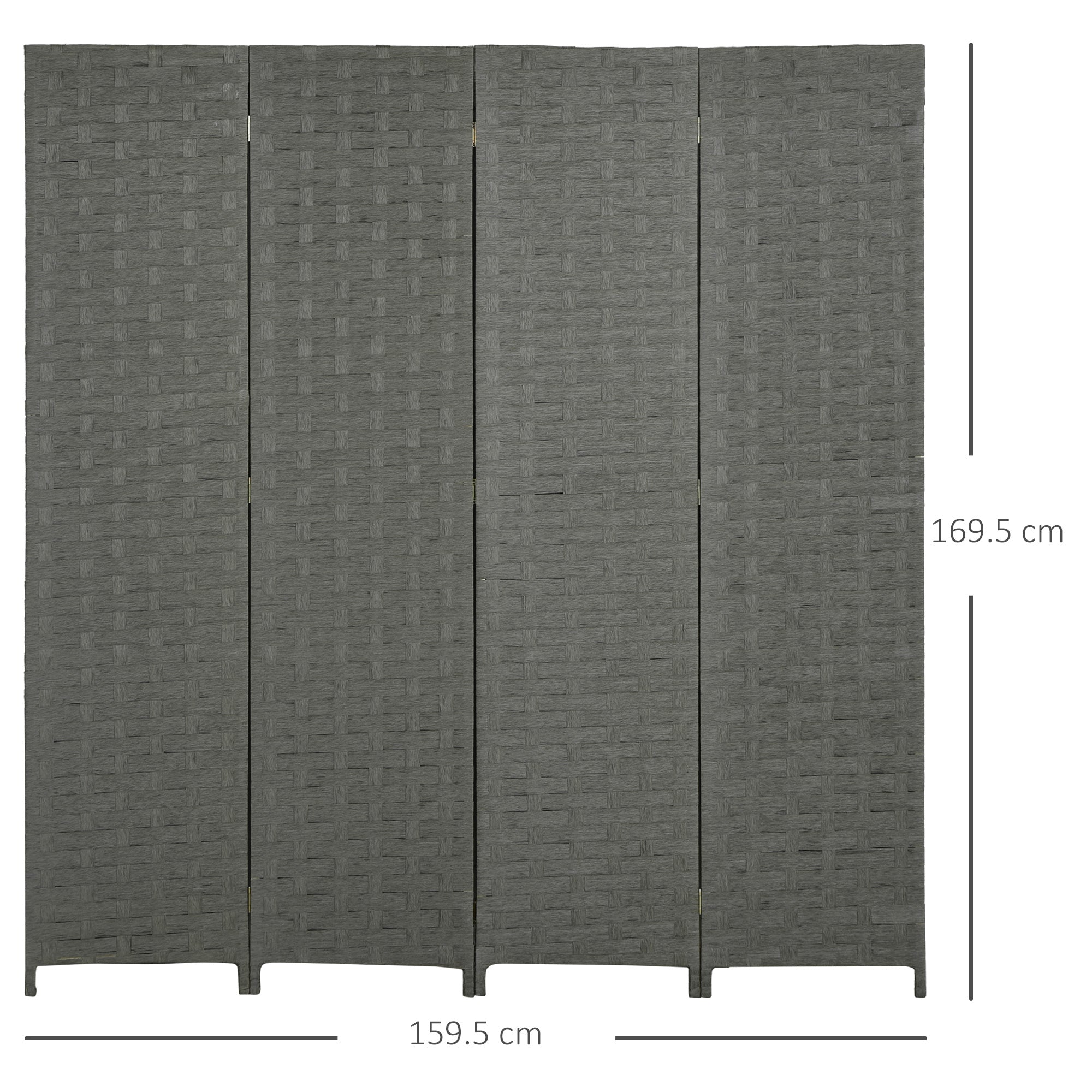 HOMCOM 4-Panel Room Dividers, Wave Fibre Freestanding Folding Privacy Screen Panels, Partition Wall Divider for Indoor Bedroom Office, 170 cm, Grey