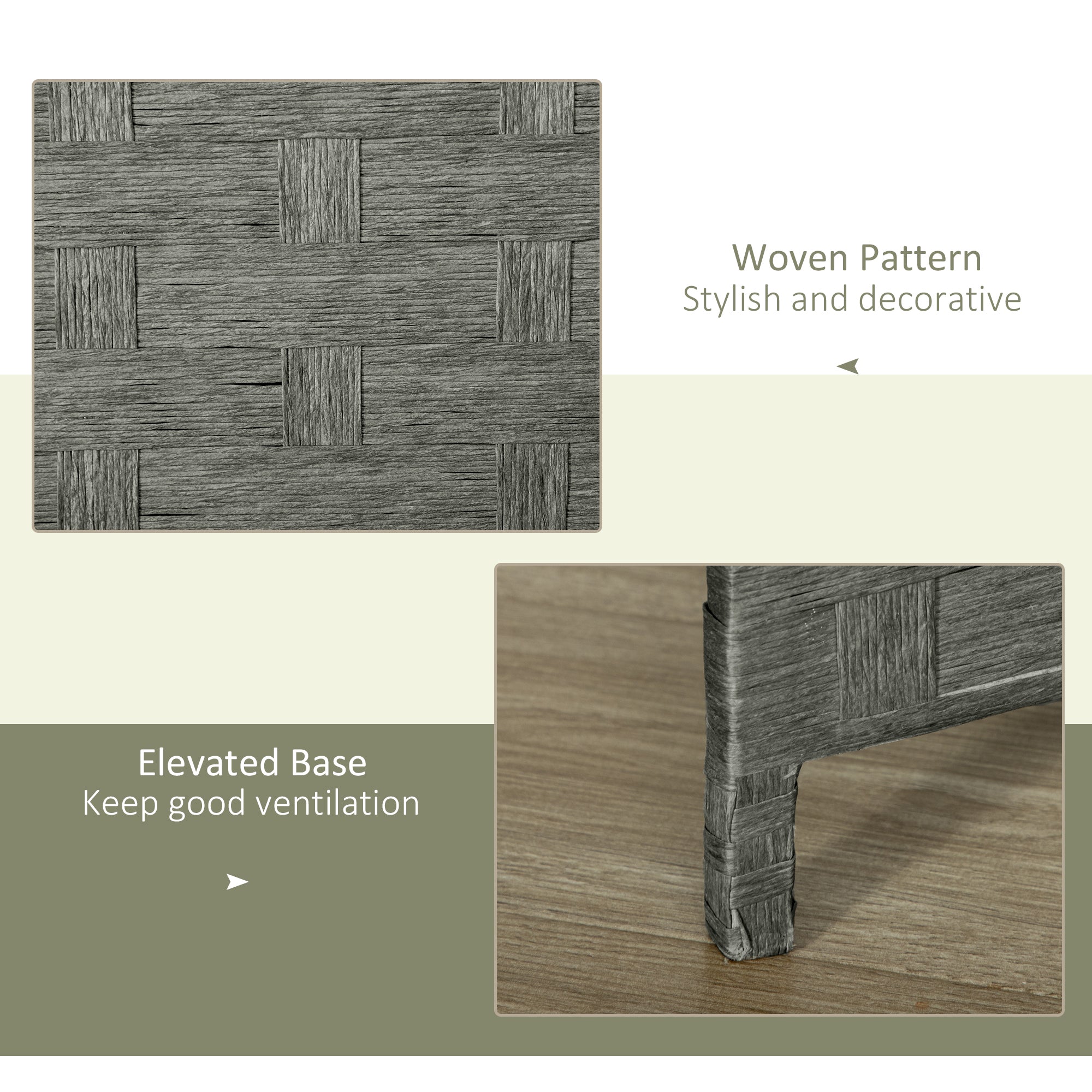 HOMCOM 4-Panel Room Dividers, Wave Fibre Freestanding Folding Privacy Screen Panels, Partition Wall Divider for Indoor Bedroom Office, 170 cm, Grey