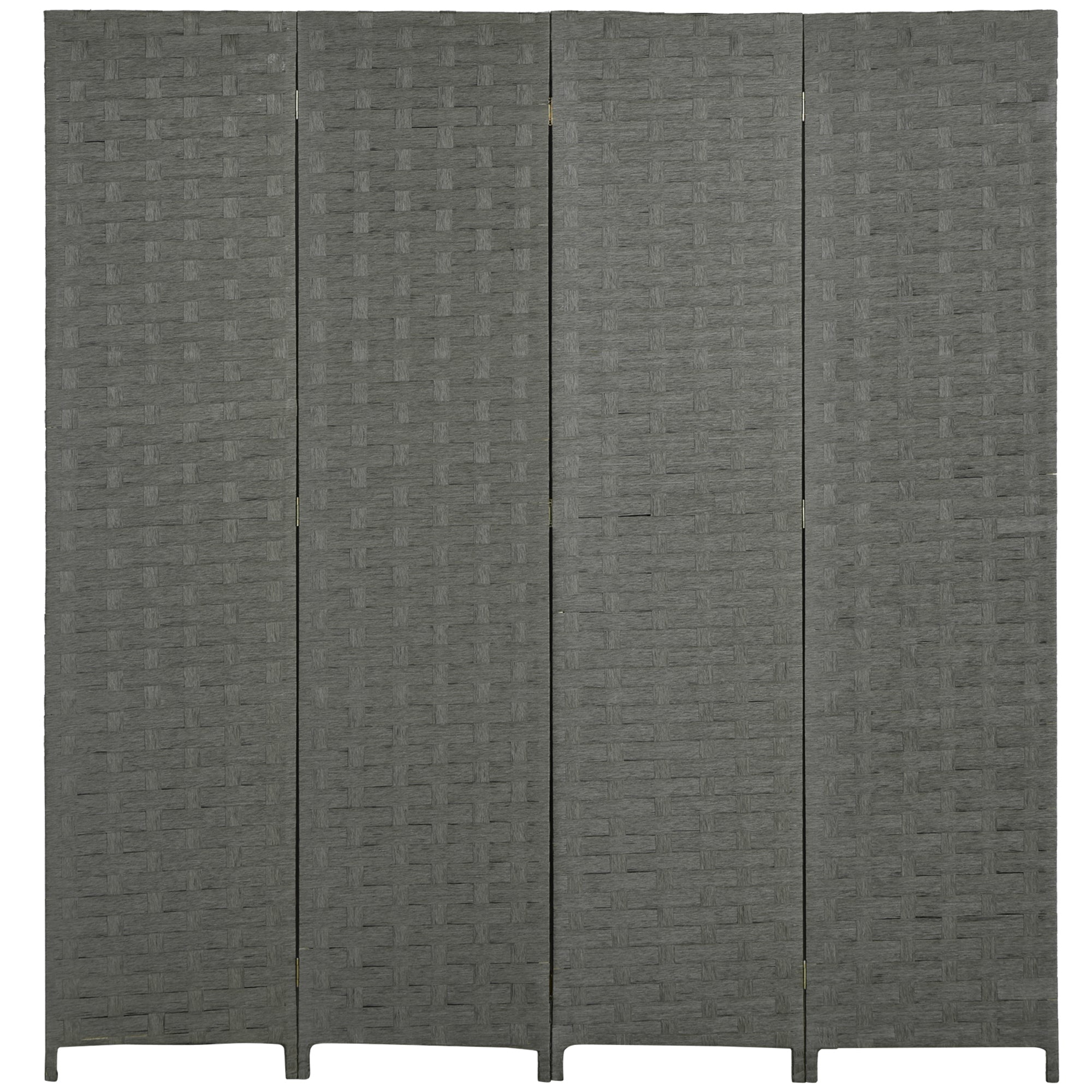 HOMCOM 4-Panel Room Dividers, Wave Fibre Freestanding Folding Privacy Screen Panels, Partition Wall Divider for Indoor Bedroom Office, 170 cm, Grey