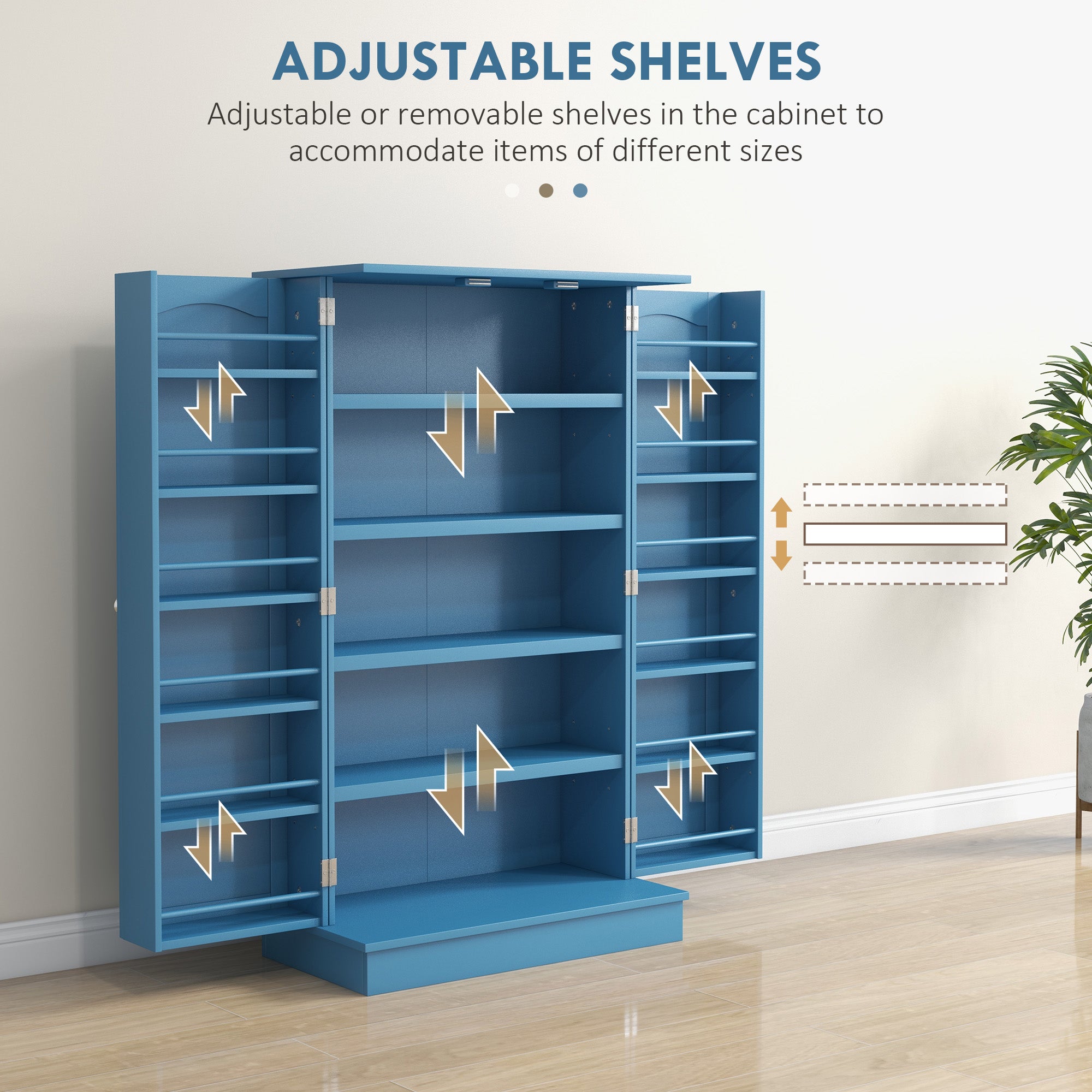 41" Kitchen Pantry Cabinet w/ 12 Door Shelves, Double Doors, 5-tier Shelving, Blue - HOMCOM