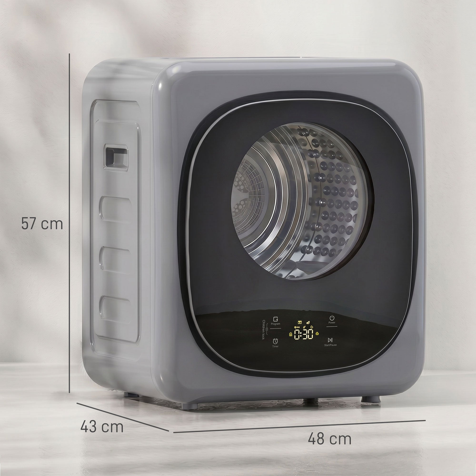 Vented Tumble Dryer, 4kg Wet Laundry/2.5kg Dry Capacity, 57cm Height 800W Compact Freestanding Clothes Drying Machine with 5 Drying Modes, Sensor Dry for Apartment, Dorm, RVs, Silver