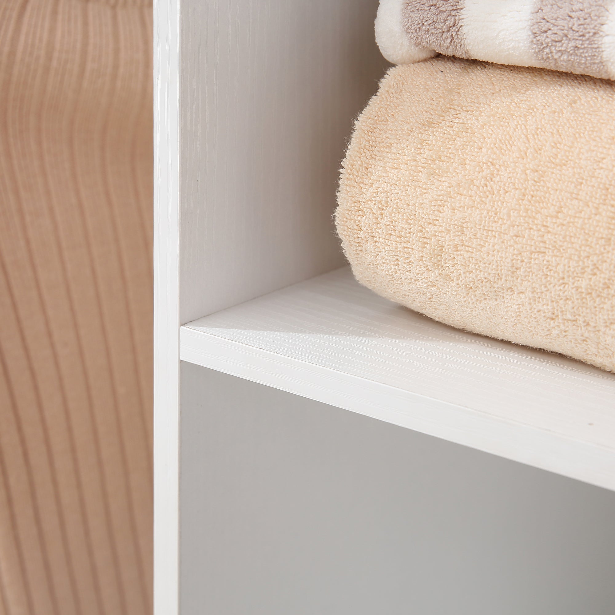 HOMCOM Double Open Wardrobe on Wheels, Bedroom Wardrobe with Clothes Hanging Rails, 3 Storage Shelves, Mobile Garment Rack for Cloakroom, Hallway, White