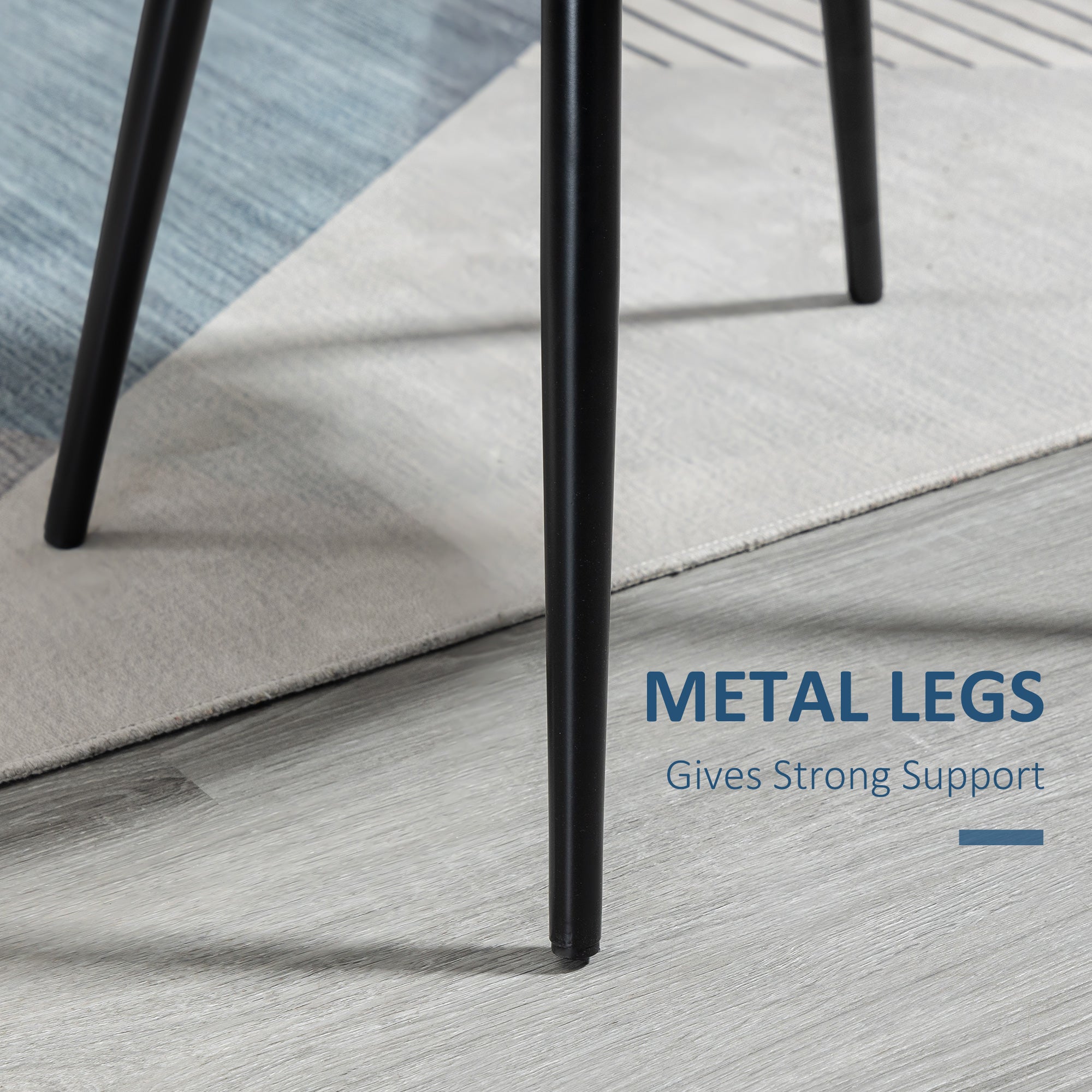 HOMCOM Modern Dining Chairs Set of 2, Mid-Back Velvet Upholstered Kitchen Chairs, Side Chair for Living Room, Dining Room, Dark Blue