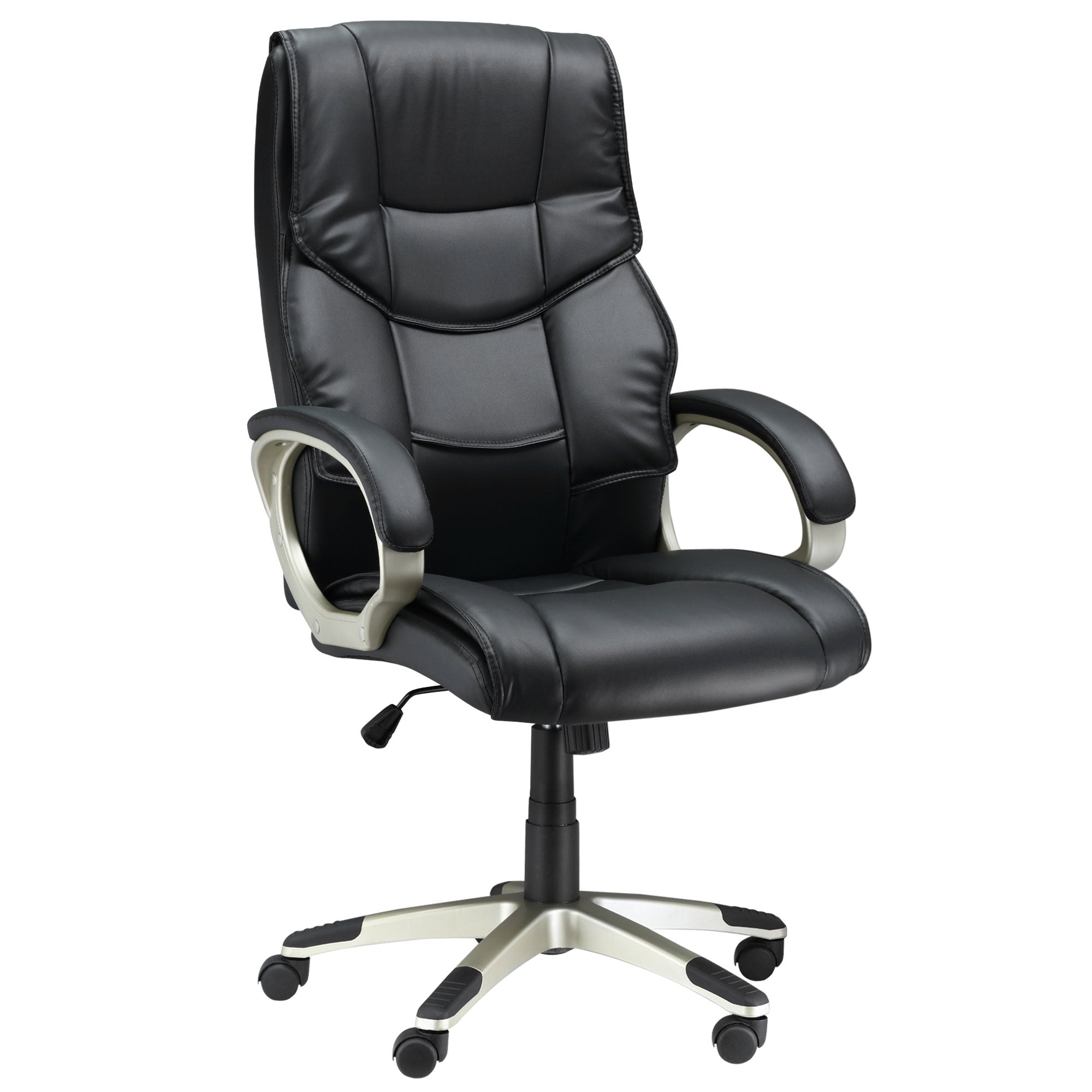 HOMCOM High Back Computer Office Chair Faux Leather Swivel Desk Chair with Adjustable Height Rocking Function Black