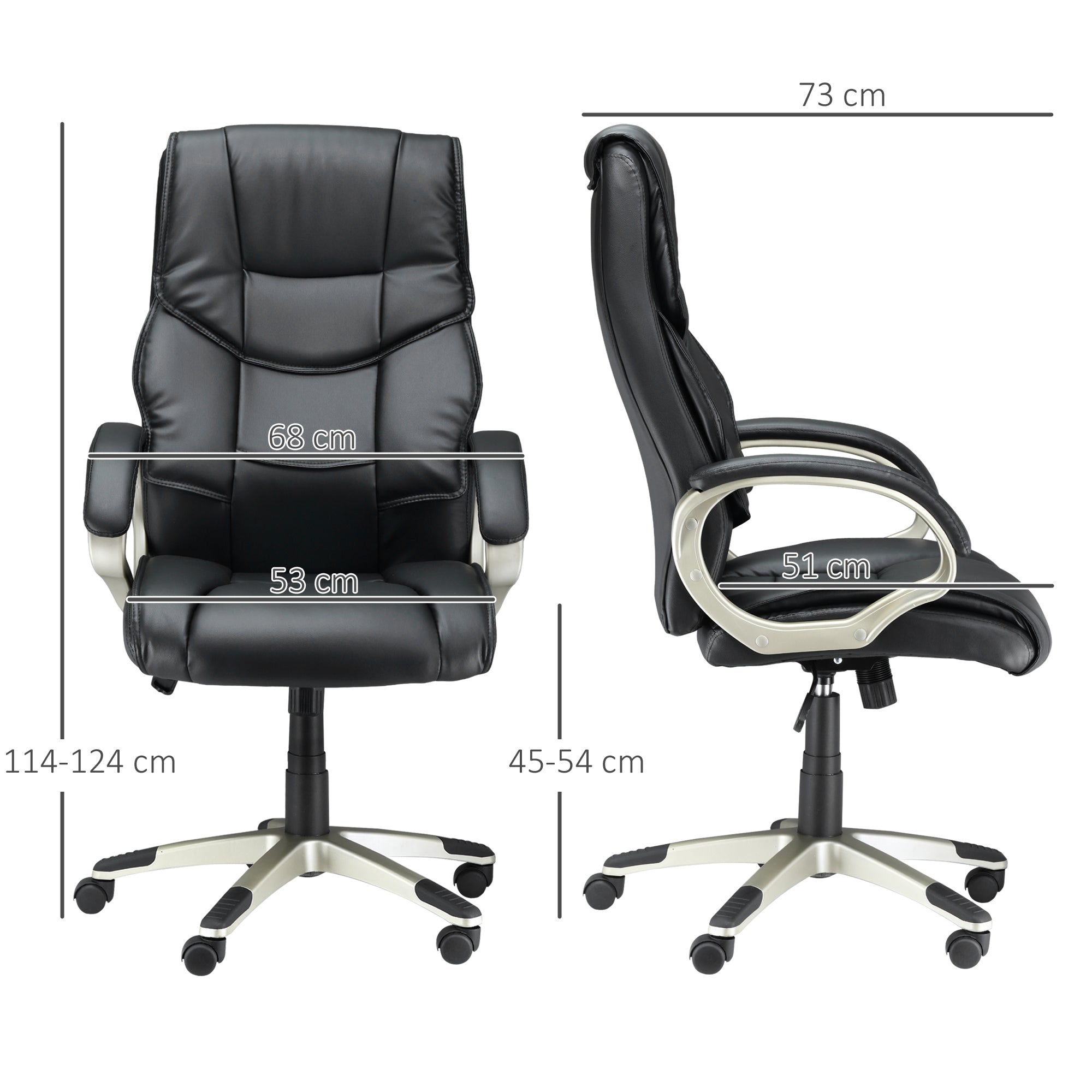 HOMCOM High Back Computer Office Chair Faux Leather Swivel Desk Chair with Adjustable Height Rocking Function Black