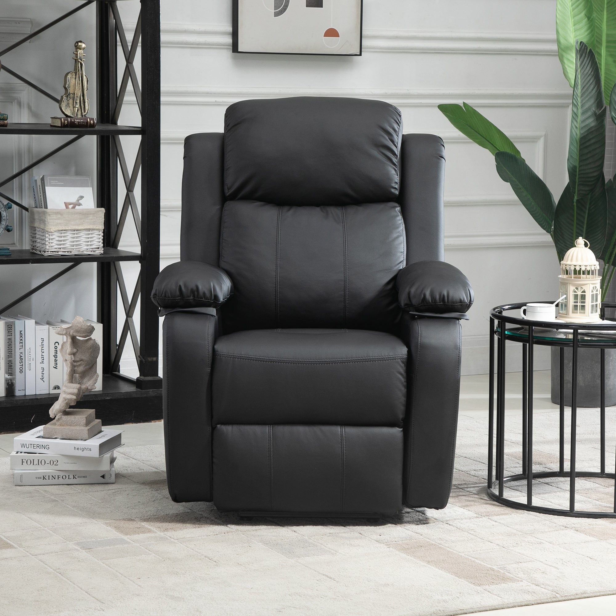 HOMCOM Electric Power Lift Recliner Chair Vibration Massage Reclining Chair with Remote Control and Side Pocket, Black