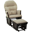 Nursery Glider Rocking Chair with Ottoman Thick Padded Cushion Seating and Wood Base Beige