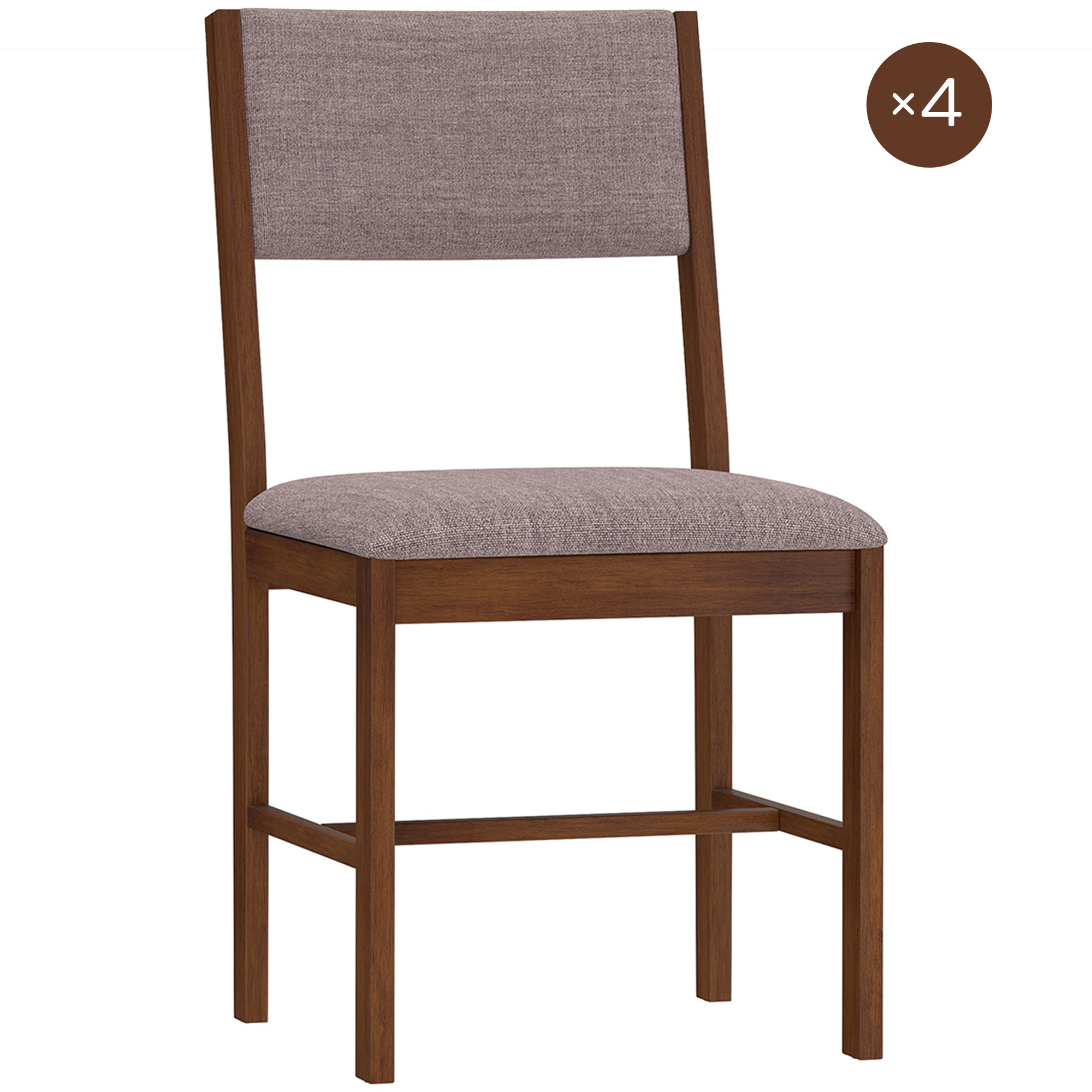 Modern Dining Chairs Set of 4, Linen Fabric Upholstered Kitchen Chairs with Rubberwood Legs for Dining Room, Living Room, Brown and Light Brown