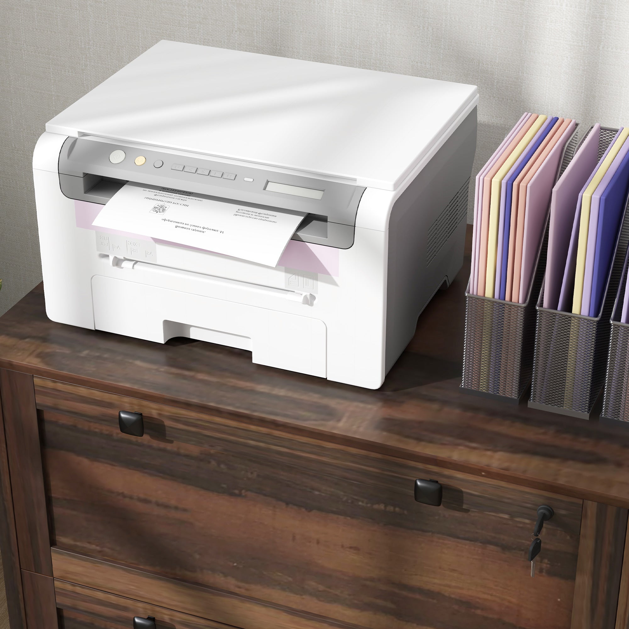 2 Drawer Filing Cabinet with Adjustable Hanging Bar for Letter, A4, Brown