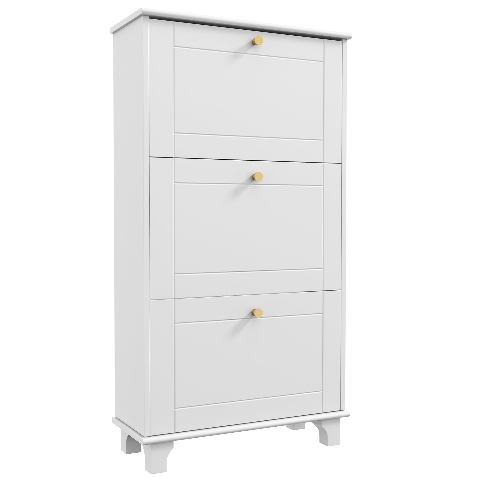 HOMCOM Narrow Shoe Cabinet with 3 Flip Drawers, Modern Shoe Storage Cabinet with Adjustable Shelves for Entryway, Hallway, Holds 12 Pairs of Shoes, White