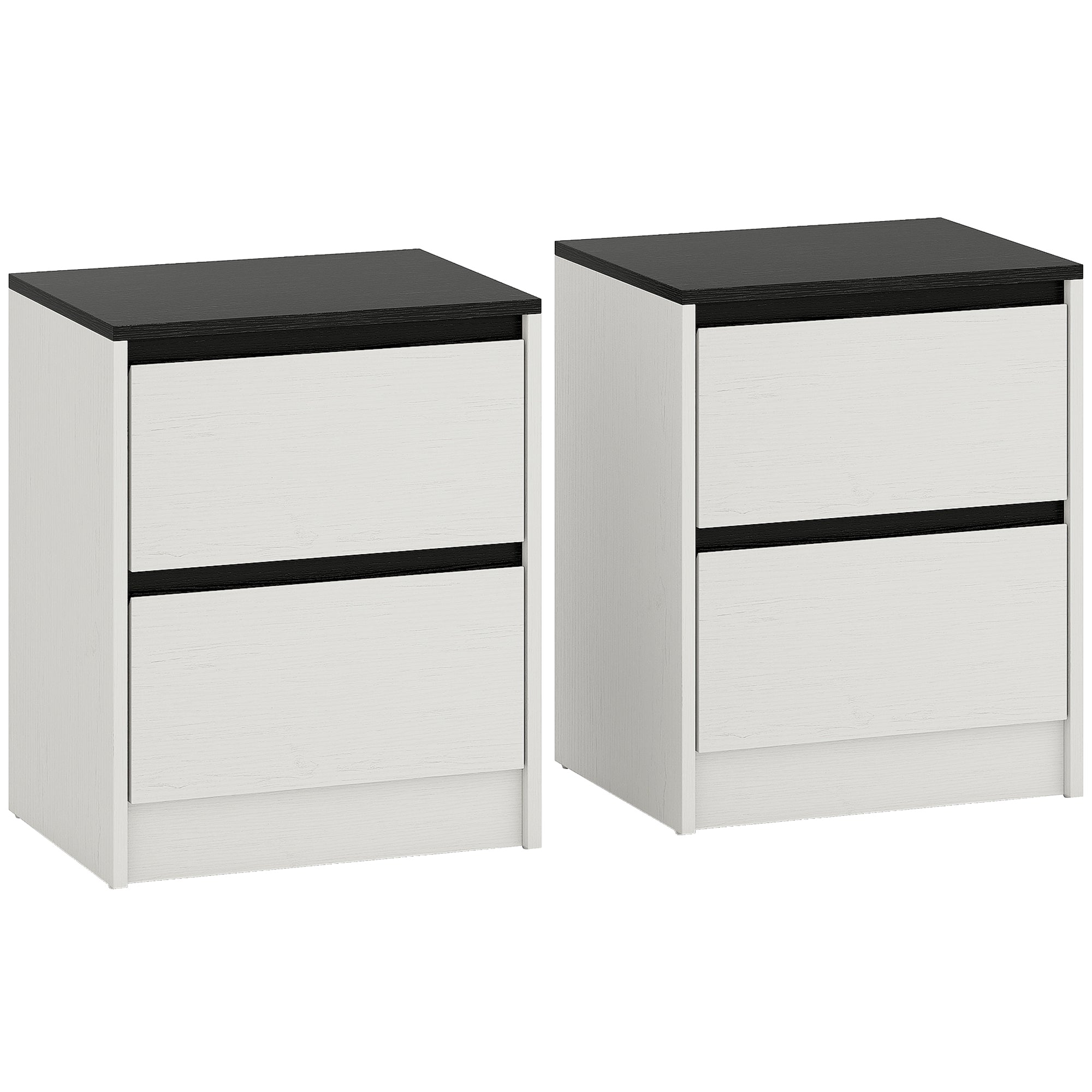 Nightstands Set of 2, Modern Bedside Tables with 2 Drawers, End Side Tables for Bedroom, White