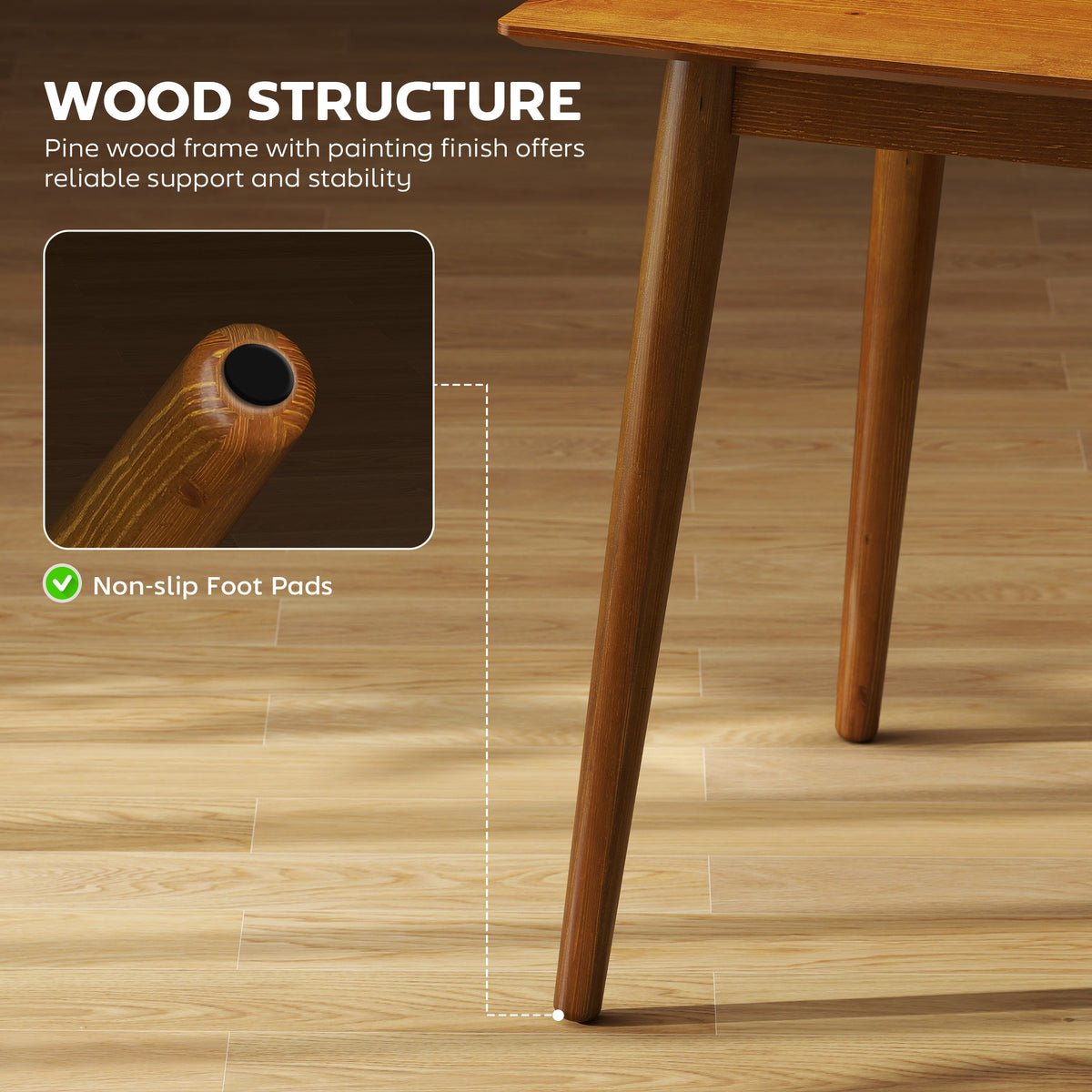 Dining Table for 4, Farmhouse Kitchen Table with Wooden Frame for Living Room, Dining Room, Brown