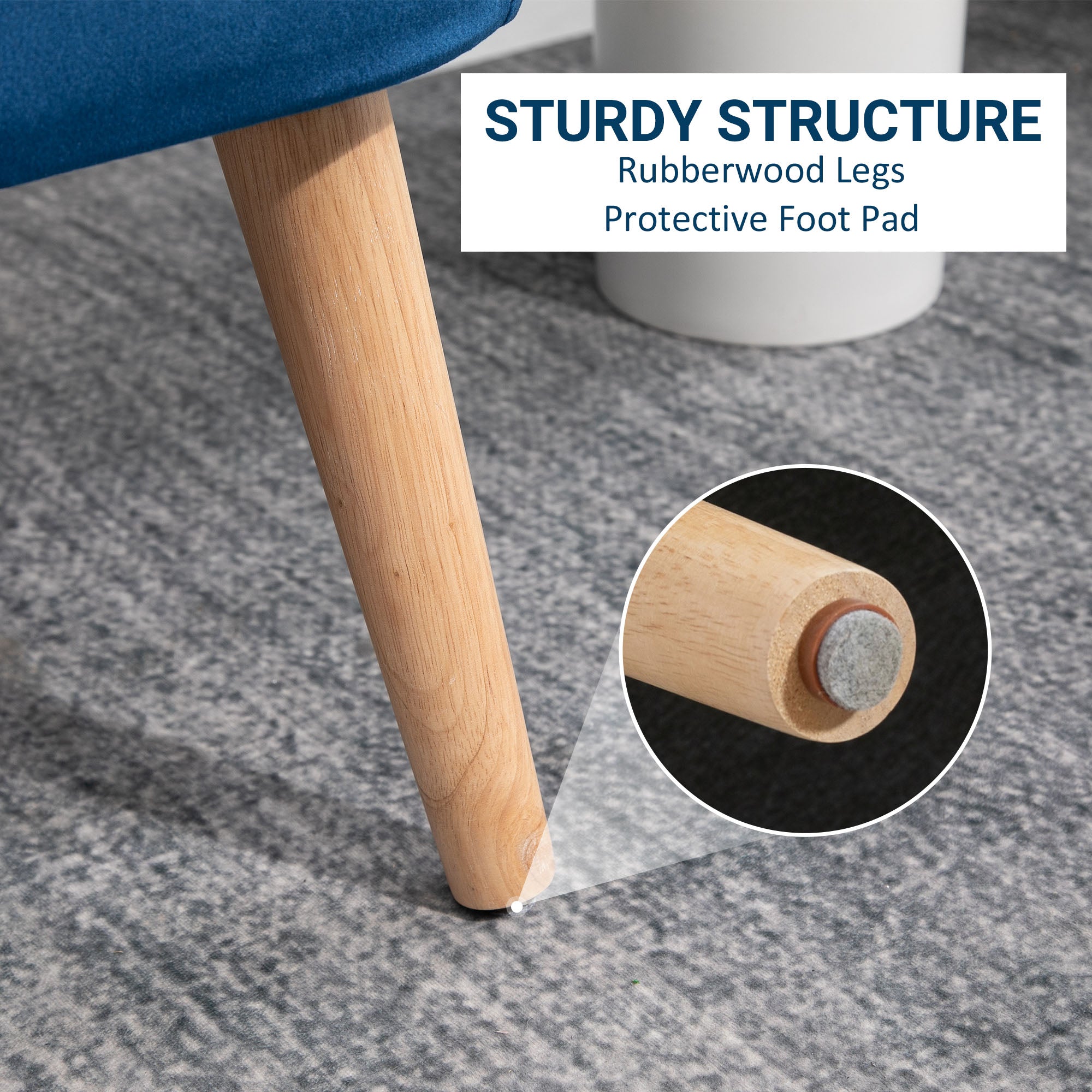 HOMCOM Modern Velvet Double Seat Sofa w/ Wood Frame Foam Padding High Back Soft Comfortable Compact Couch Home Office Stylish Plush Touch Blue