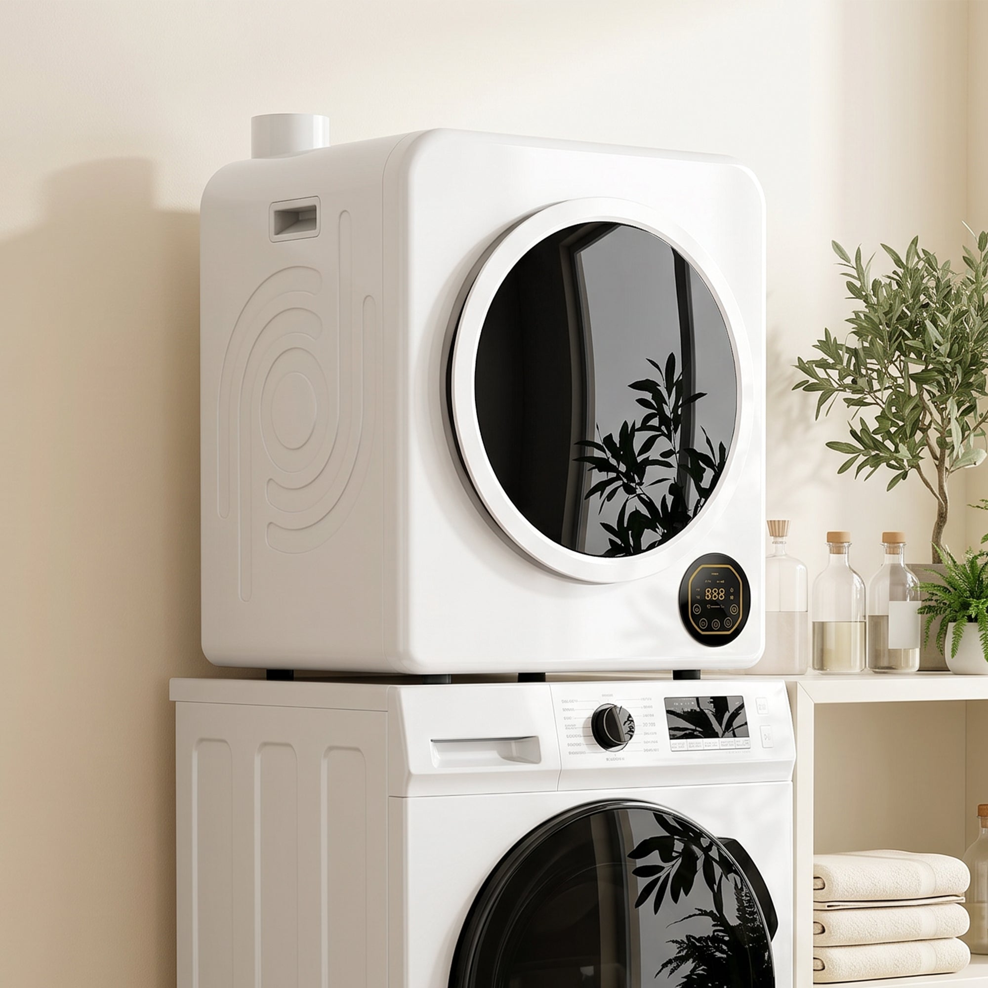 Electric Portable Clothes Dryer, 18 lbs Compact Laundry Dryer 1300W with Stainless Steel Tub, Touch Panel, 6 Drying Modes, Front Load Drying Machine for Apartments, Dorms