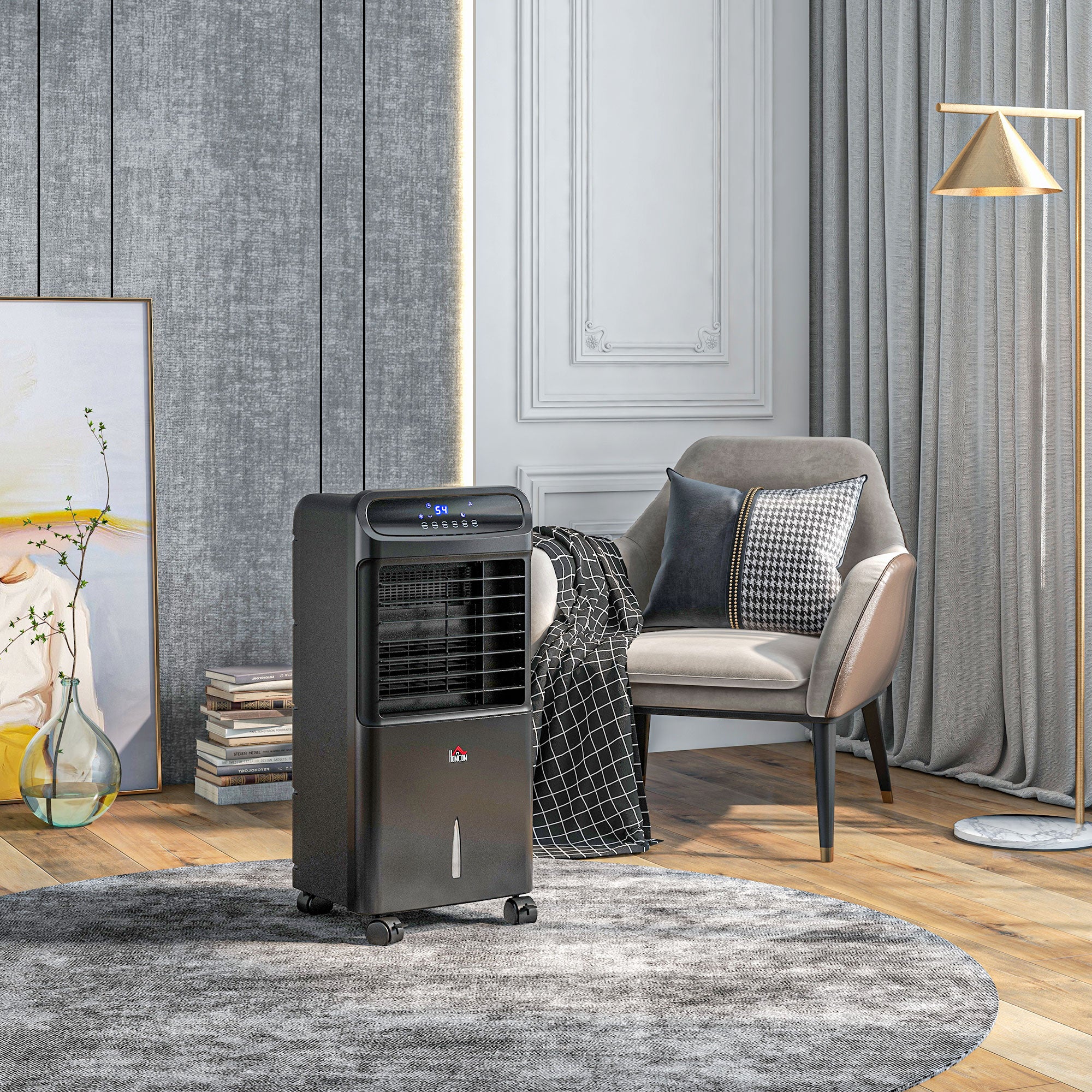 3-In-1 Ice Cooling Fan, Mobile Evaporative Air Cooler with Remote, Timer, Oscillating for Home Office, Bedroom, Black - HOMCOM