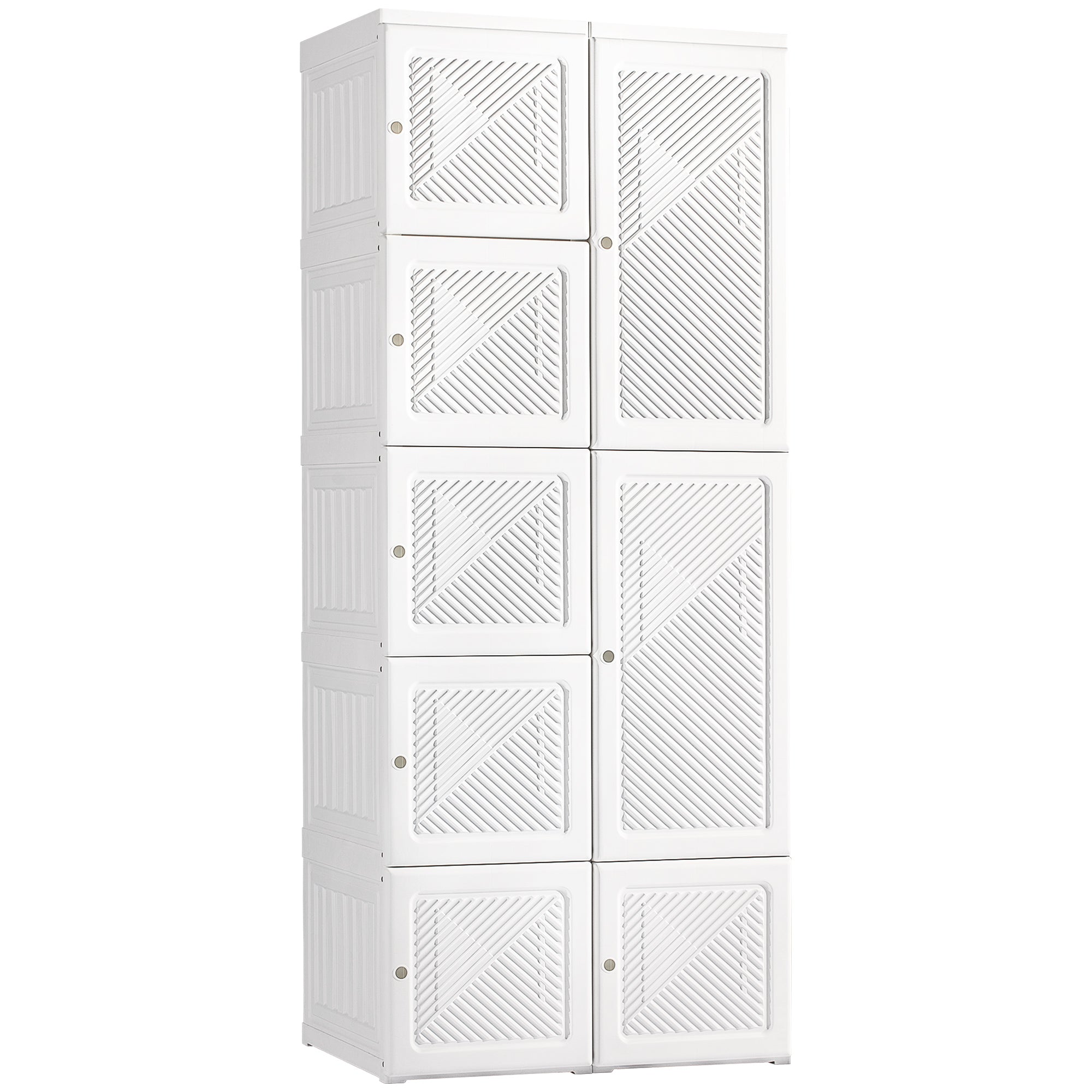 Portable Wardrobe Closet, Folding Armoire Clothes Organizer w/ 6 Cube Compartments, White