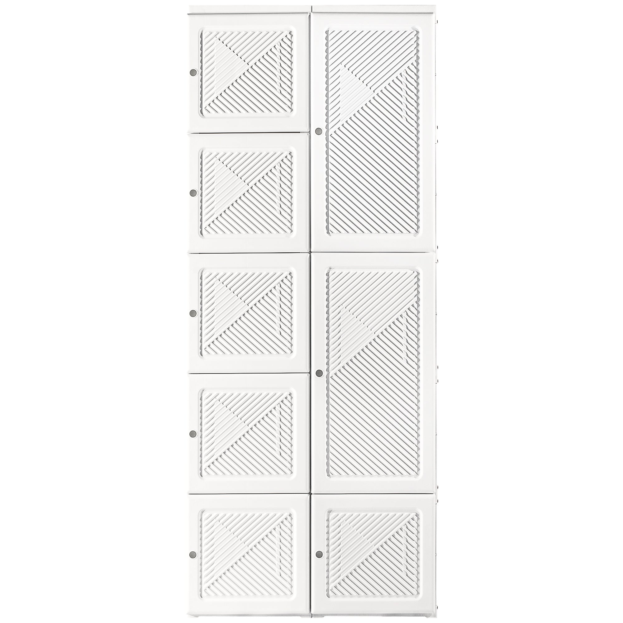 Portable Wardrobe Closet, Folding Armoire Clothes Organizer w/ 6 Cube Compartments, White