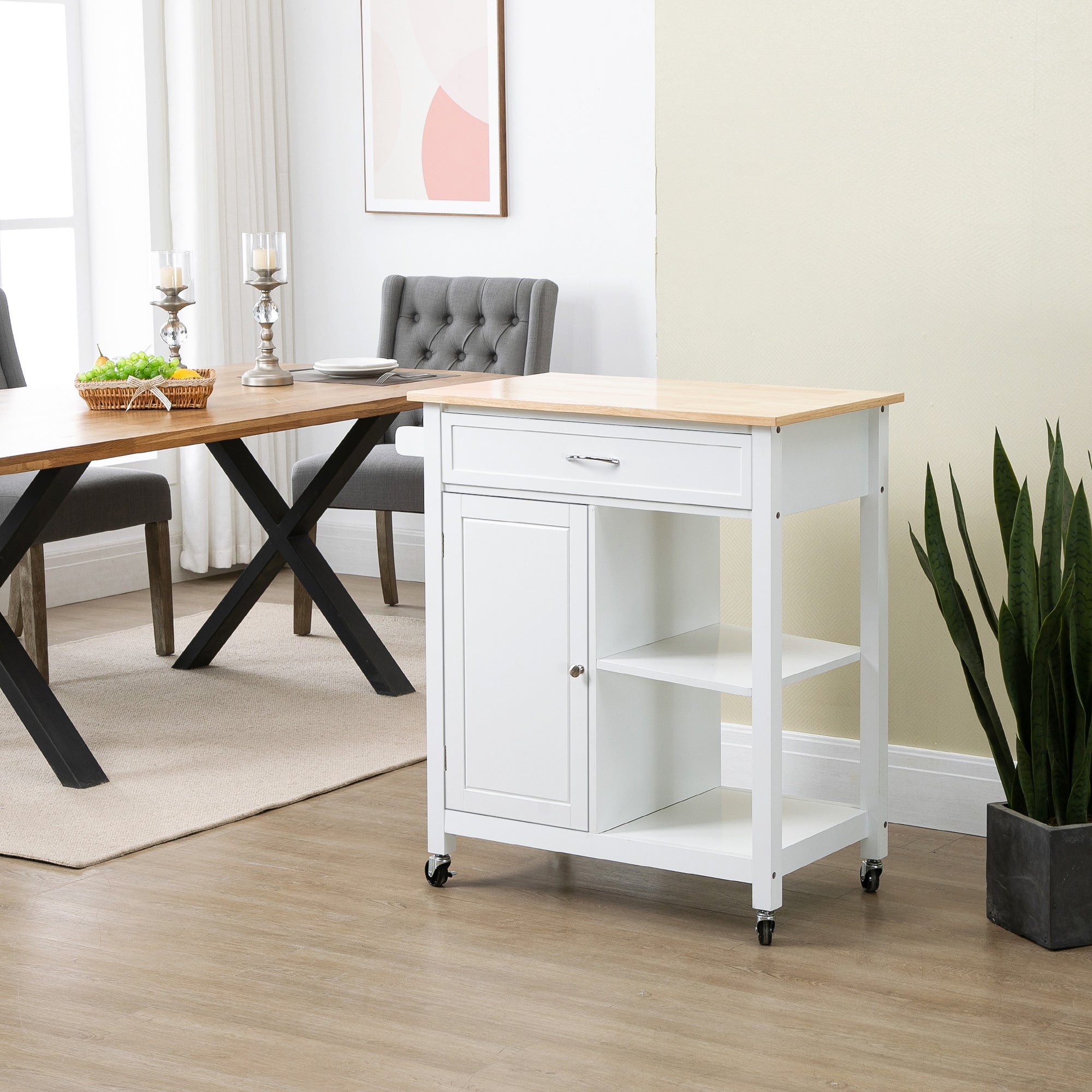 Kitchen Island Cart Rolling Kitchen Island 32.75" W x 17.75" D x 34.75" H White