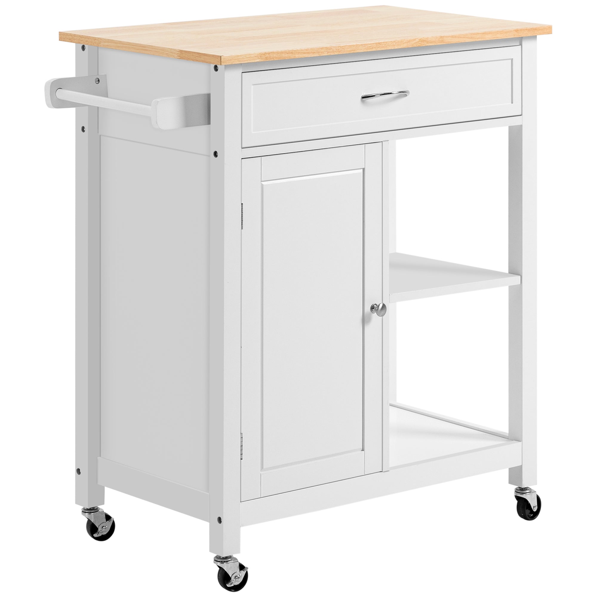 Kitchen Island Cart Rolling Kitchen Island 32.75" W x 17.75" D x 34.75" H White