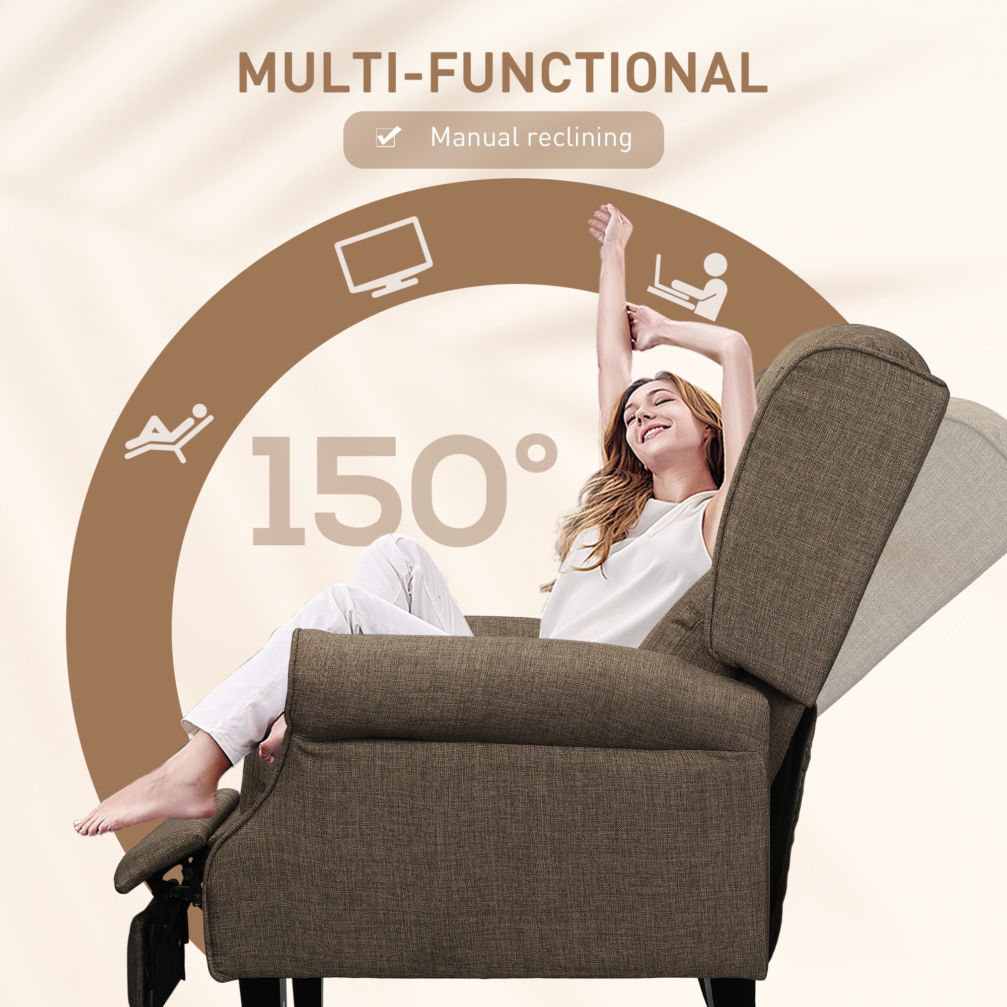 Heated Vibrating Massage Wingback Push Back Recliner Chair with Footrest, Brown