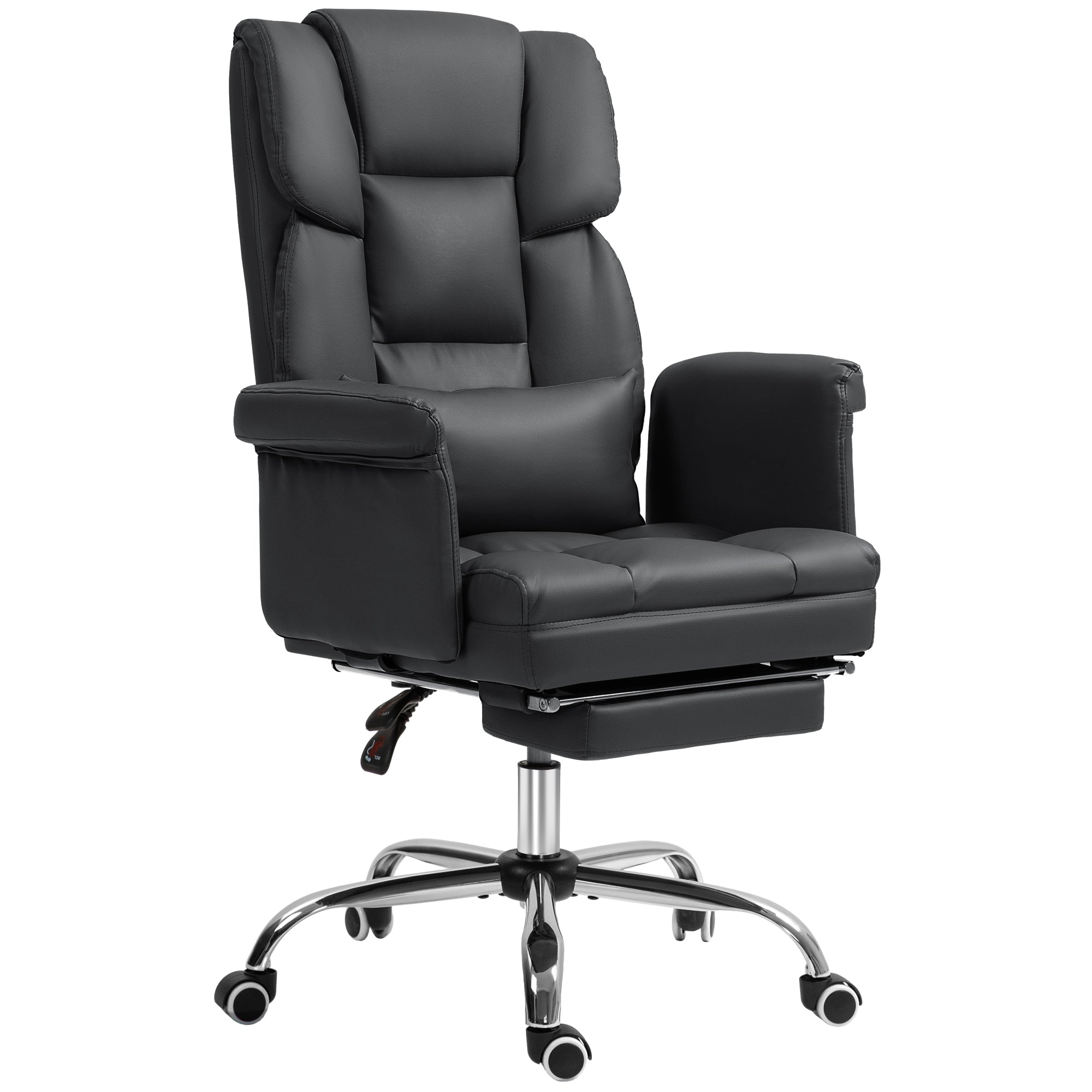 Executive Office Chair w/ Footrest & Lumbar Support, PU Leather Ergonomic Chair, Black