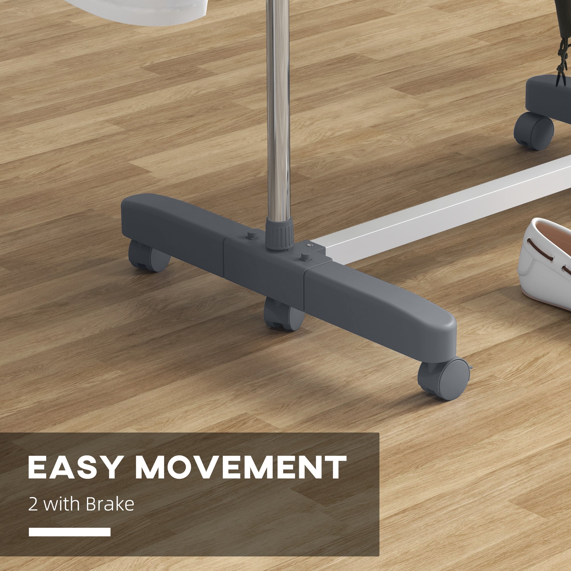 HOMCOM 3-Tier Clothes Airer, Foldable Clothes Drying Rack, Stainless Steel Indoor and Outdoor Clothes Dryer with Wheels and Wings, Easy Assembly, 142 x 55 x 152cm, Grey