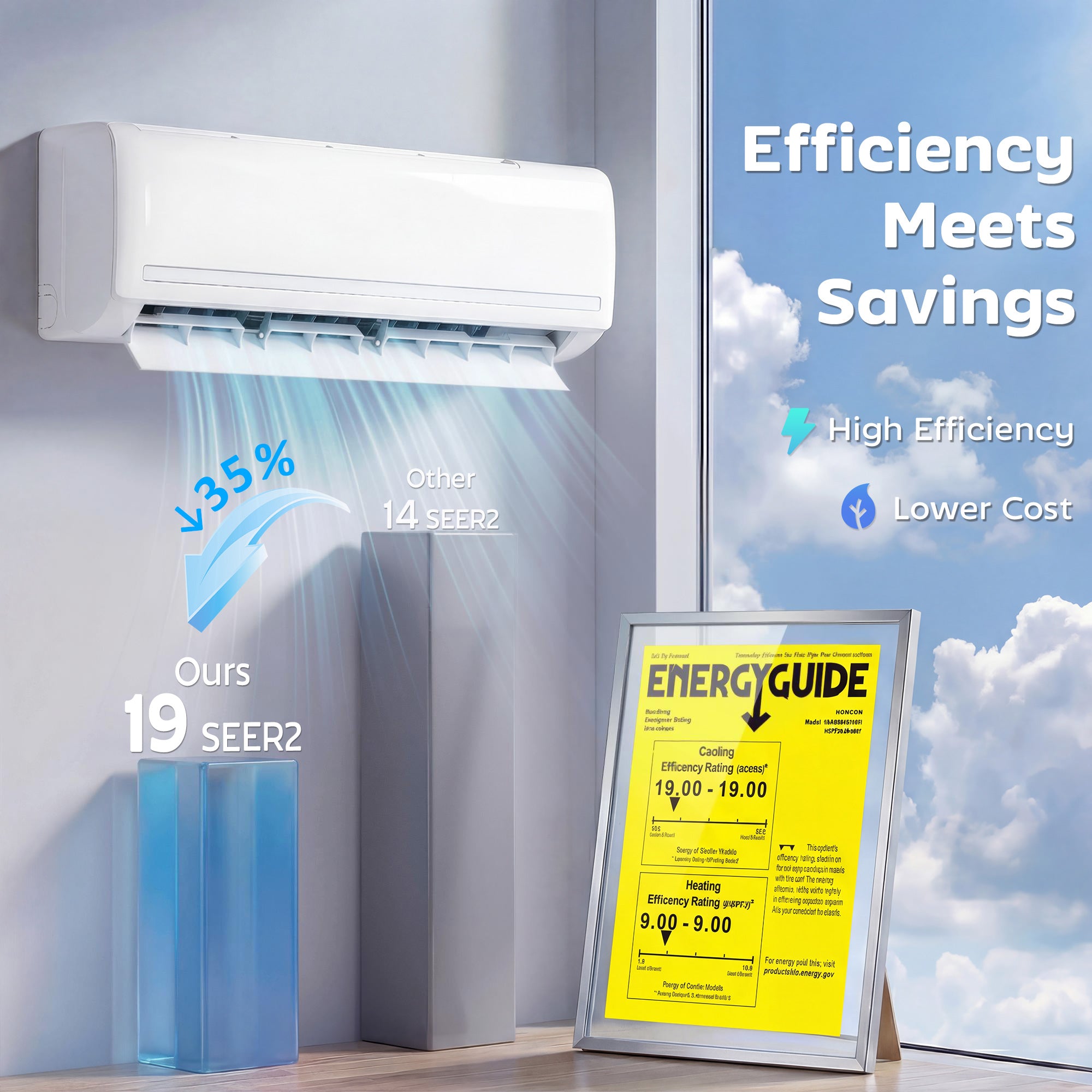18000 BTU Mini Split Air Conditioner and Heat Pump, 19 SEER2 230V Energy Efficient Ductless Inverter AC Unit Cools up to 1250 Sq.Ft, Complete Installation Kit