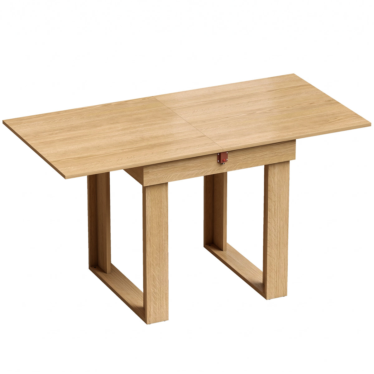 Folding Dining Table for 4 with Under-Table Storage, 70-140 cm Modern Extendable Kitchen Table with Steel Rail, Space-Saving for Kitchen, Dining Room, Oak Effect