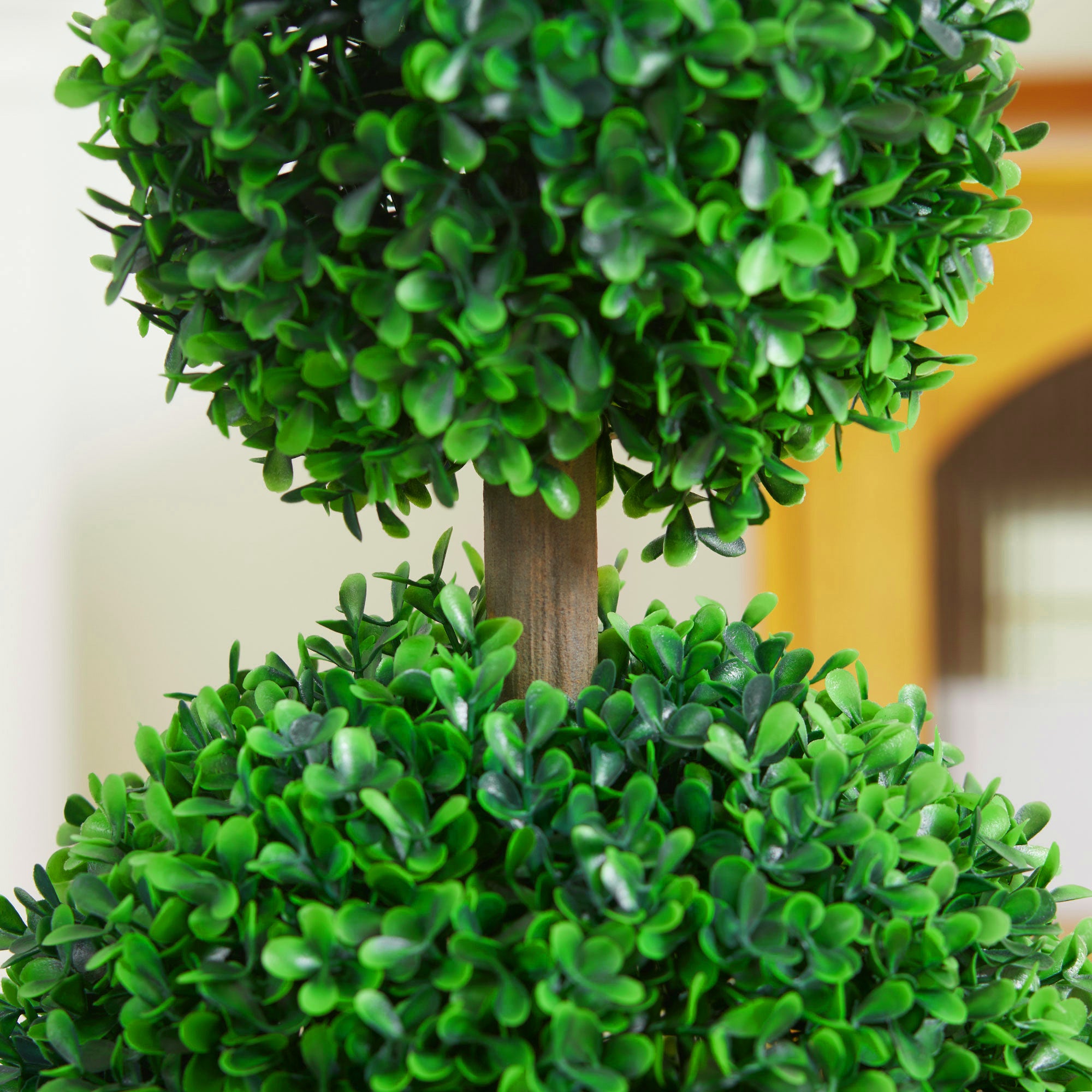 2 Pcs 23.5" Artificial Boxwood Ball Topiary Tree, Fake Plants in Pot, Ball Shaped Leaves