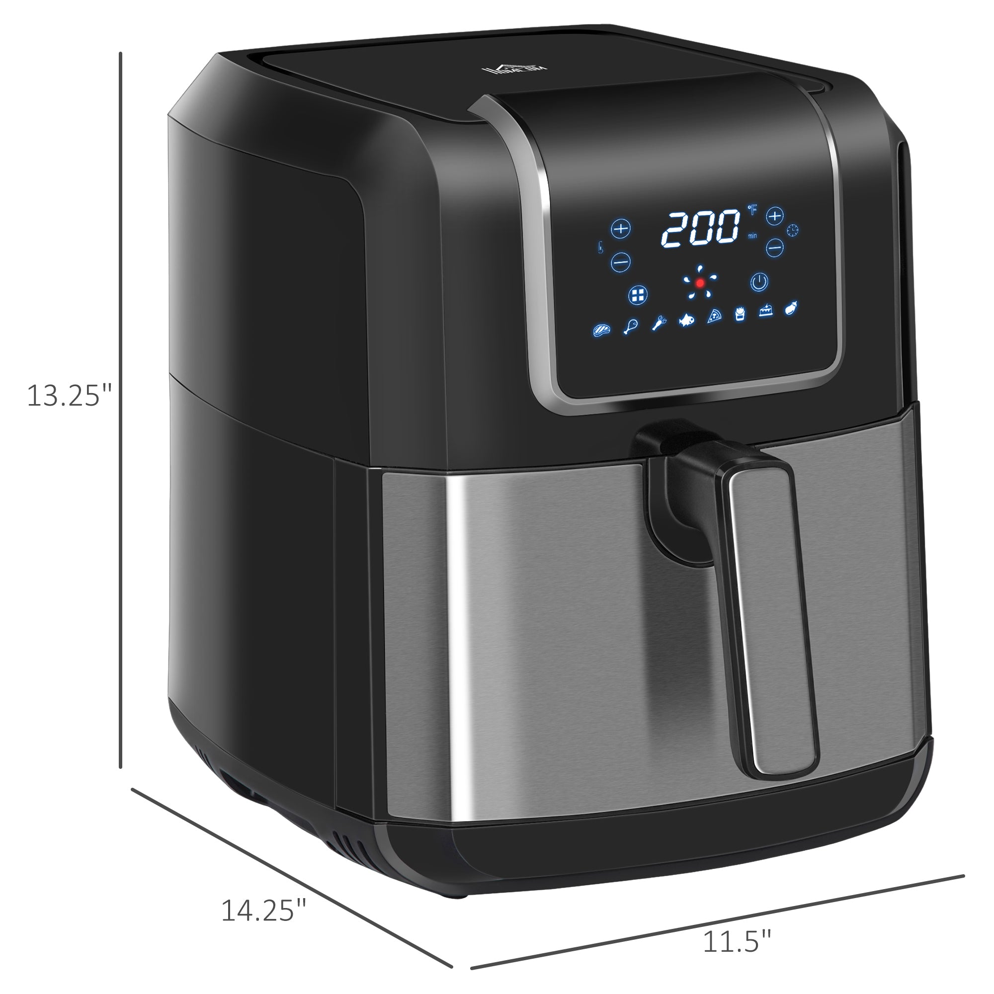 Air Fryer 1700W 6.9 Quart Oven with Digital Display 360° Air Circulation and Timer Black