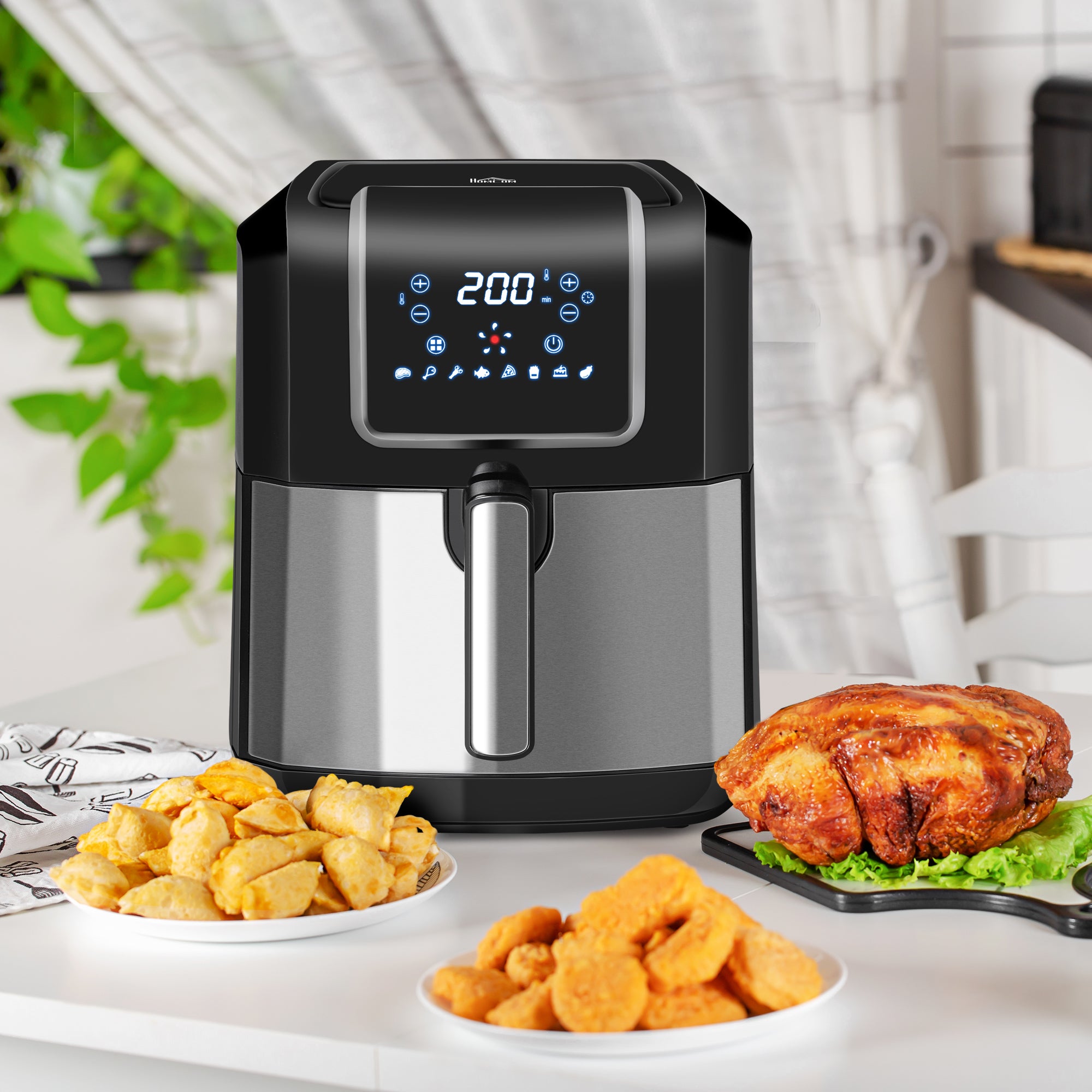 Air Fryer 1700W 6.9 Quart Oven with Digital Display 360° Air Circulation and Timer Black