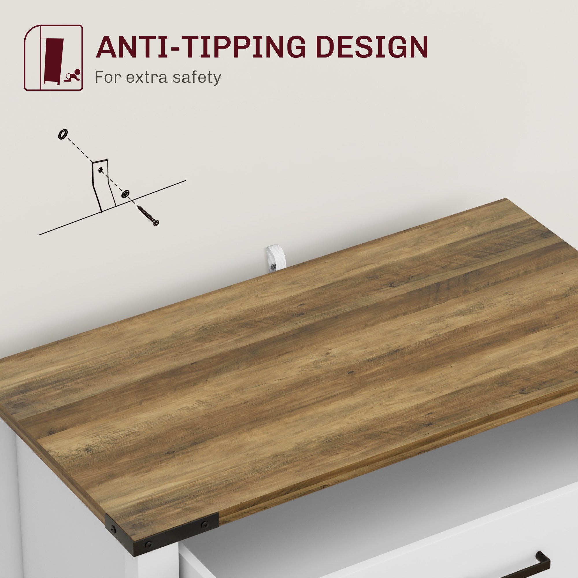 HOMCOM Sideboard with 1 Drawer 1 Storage Cabinet, Buffet Cabinet with Barn-style Doors and Adjustable Shelf, Farmhouse Kitchen Cabinet, White