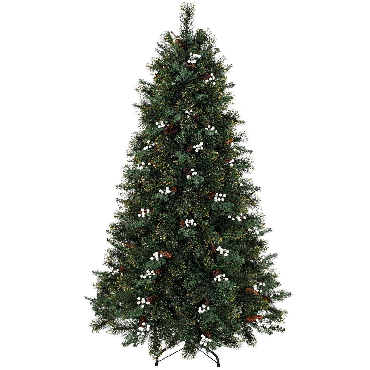 6ft Christmas Tree with 716 Branch Tips, Easy-Assembly Hinged Design, Artificial Full Fir Xmas Tree with Foldable Metal Stand for Home Office Holiday, Green