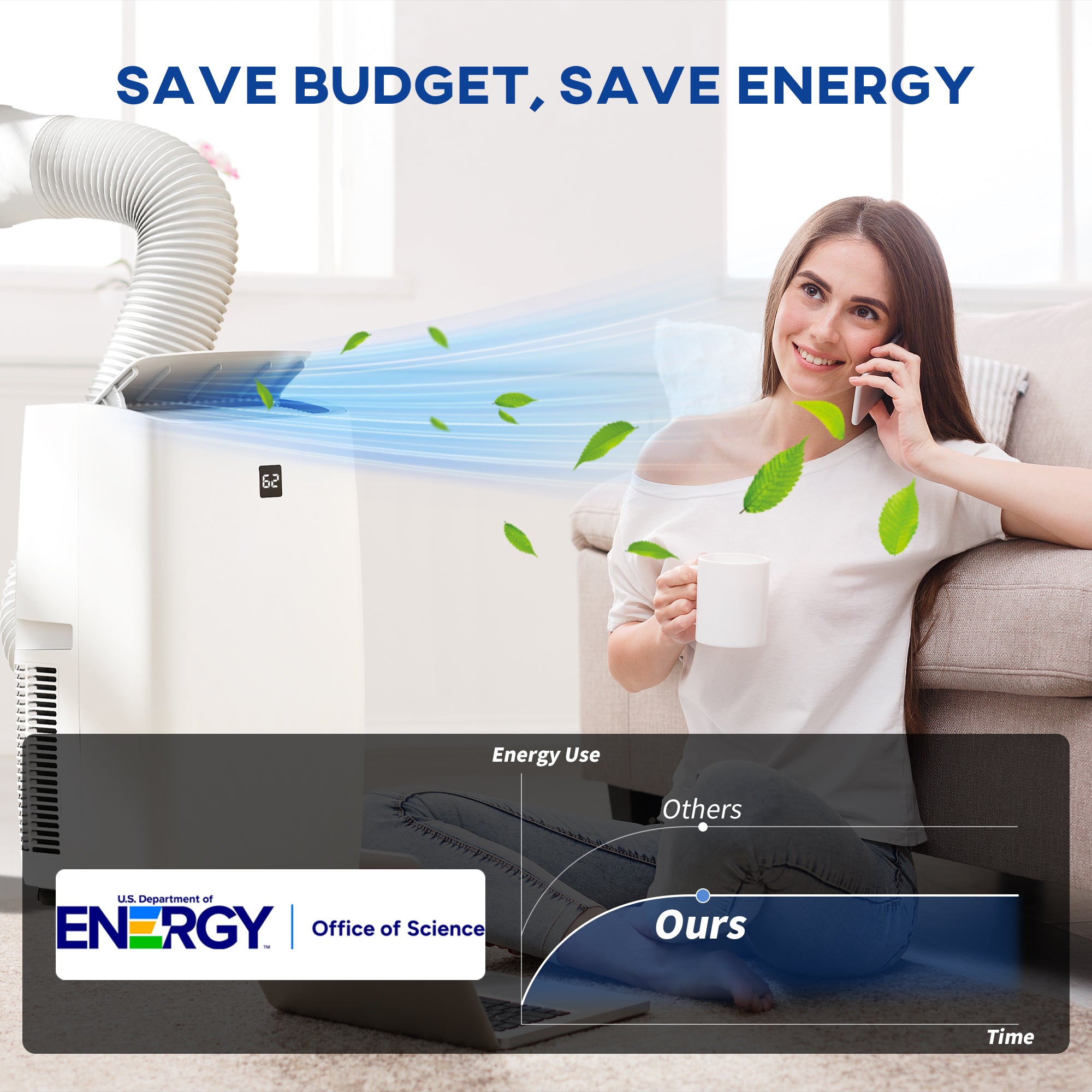 12000 BTU (8000 BTU SACC) Air Conditioner, AC Unit with Dehumidifier, Fan, 24H Timer On Off, 3 Speeds, Auto Sleep Mode, Remote Control, Window Kit, for Room up to 550 Sq. ft