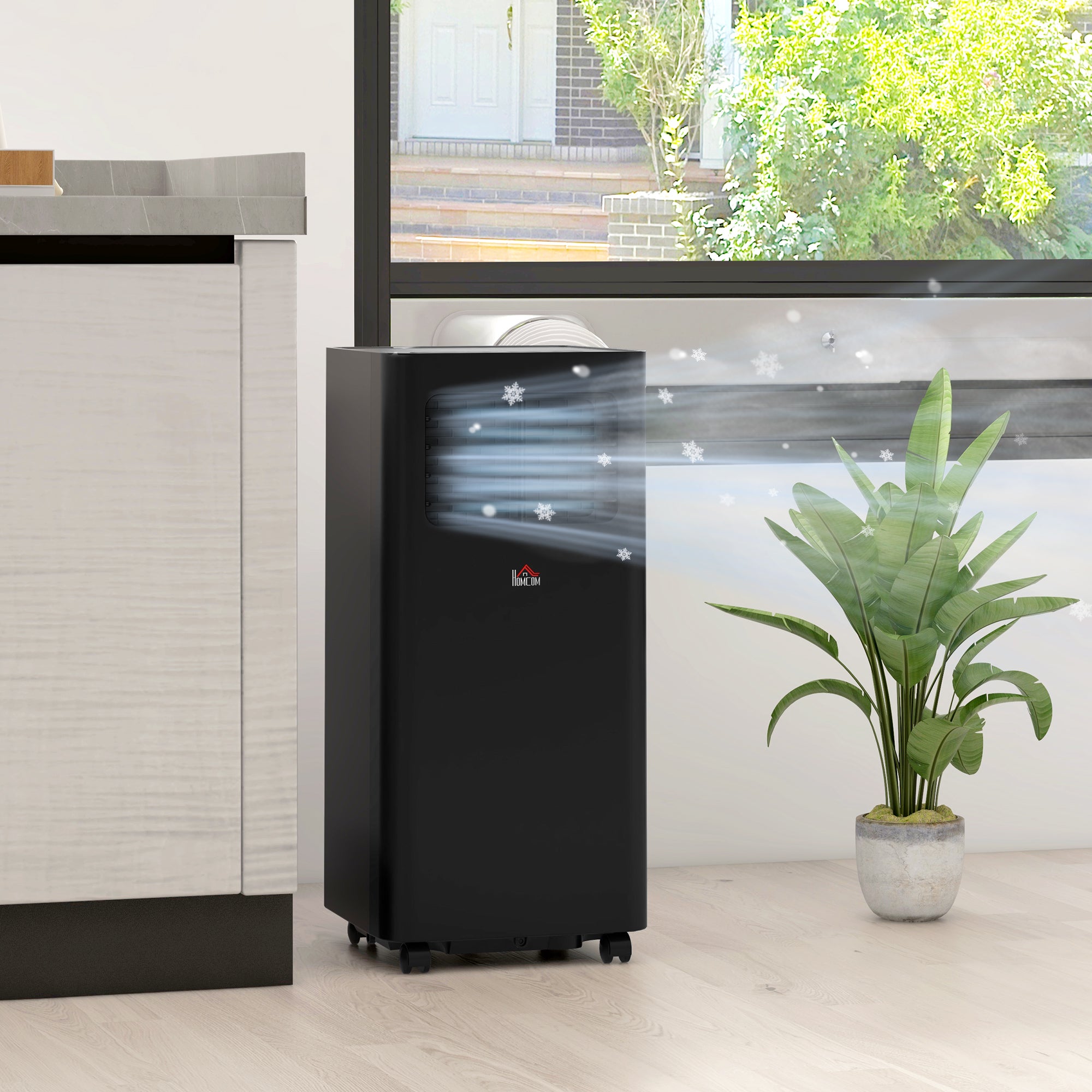 8000 BTU Mobile Air Conditioner, 345 Sq. Ft., AC Unit with Dehumidifier, Sleep, 24H Timer On/Off, Window Kit, Black - HOMCOM