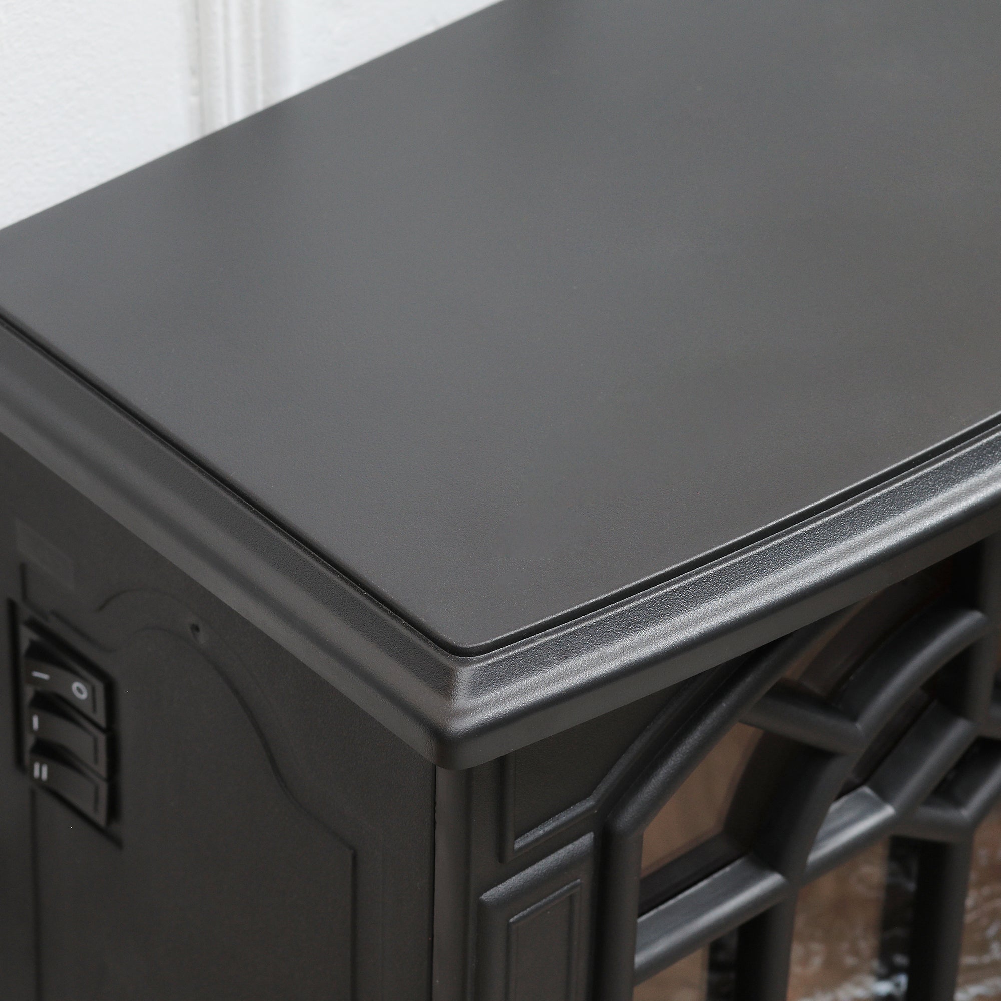 Electric Fireplace Heater with Flame Effect Overheating Protection 750W/1500W, Black