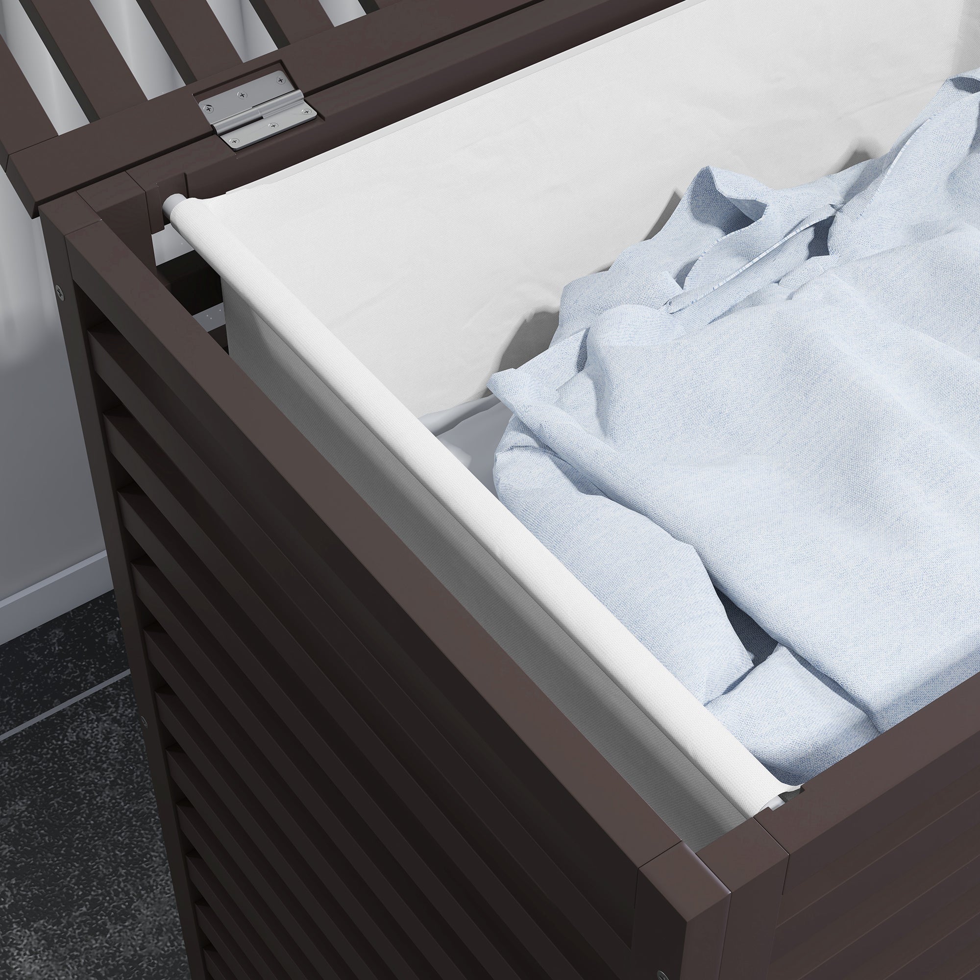 55 L Bamboo Laundry Basket w/ Lid & Removable Liner Bag, 19.75" x 14.25" x 23.5", Coffee