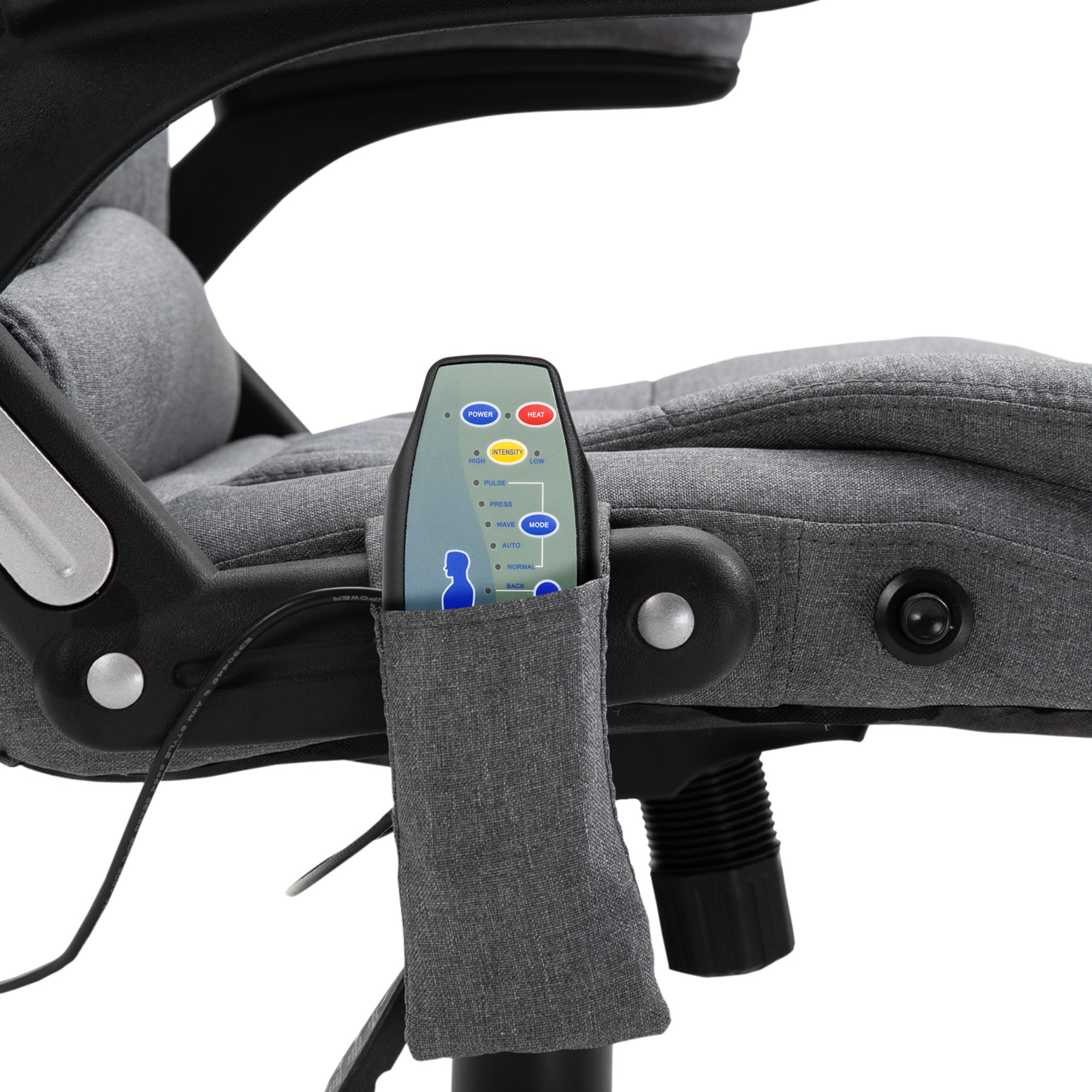 Vinsetto Office Chair, Ergonomic Desk Chair with 6-Point Massage and Back Heated, Linen-Feel Fabric Computer Gaming Chair with Arms, Lumbar Support, Grey