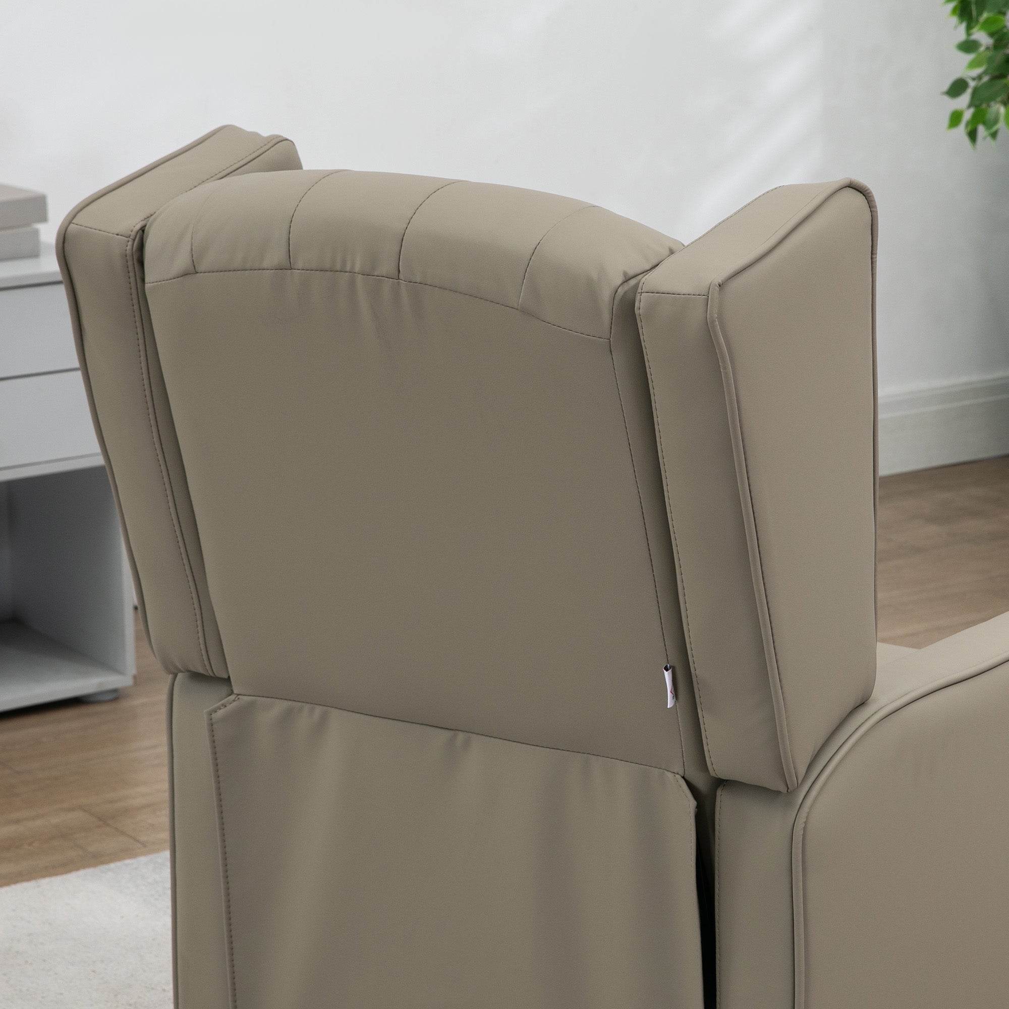 HOMCOM Faux Leather Accent Chair, Upholstered Wingback Armchair, Modern Button Tufted Living Room Chair with Thick Padding, Khaki