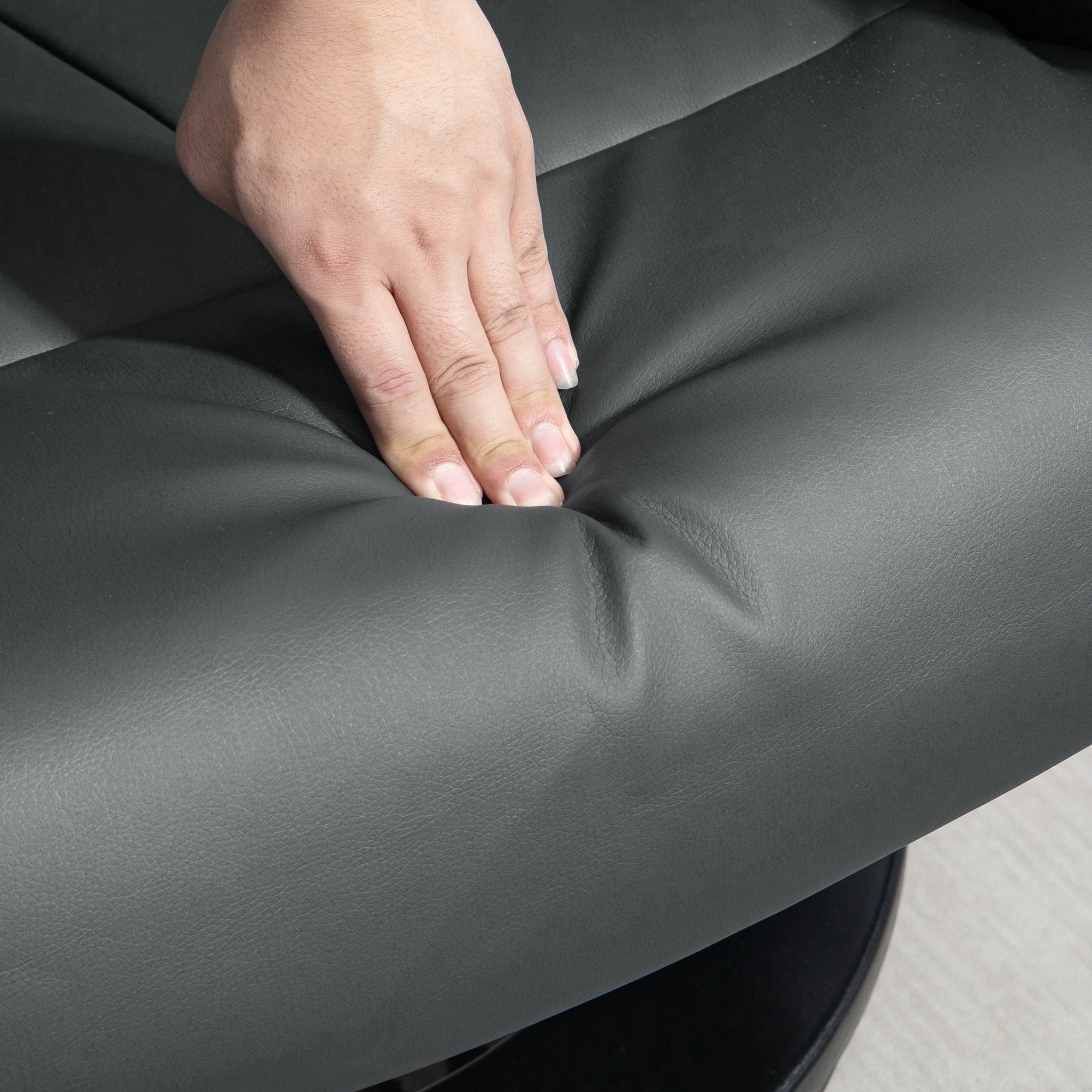 Swivel Recliner with Ottoman, Faux Leather Reclining Chair with Massage, Gray