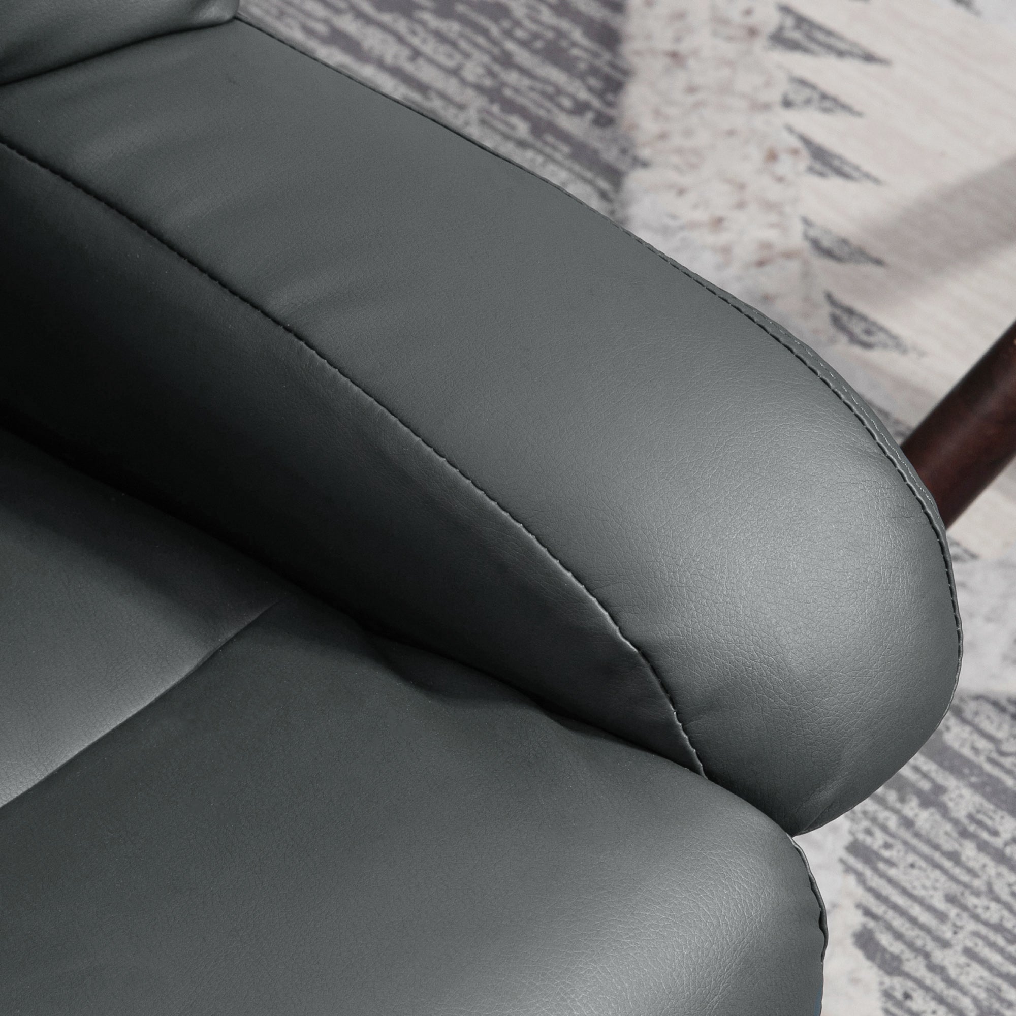 Swivel Recliner with Ottoman, Faux Leather Reclining Chair with Massage, Gray