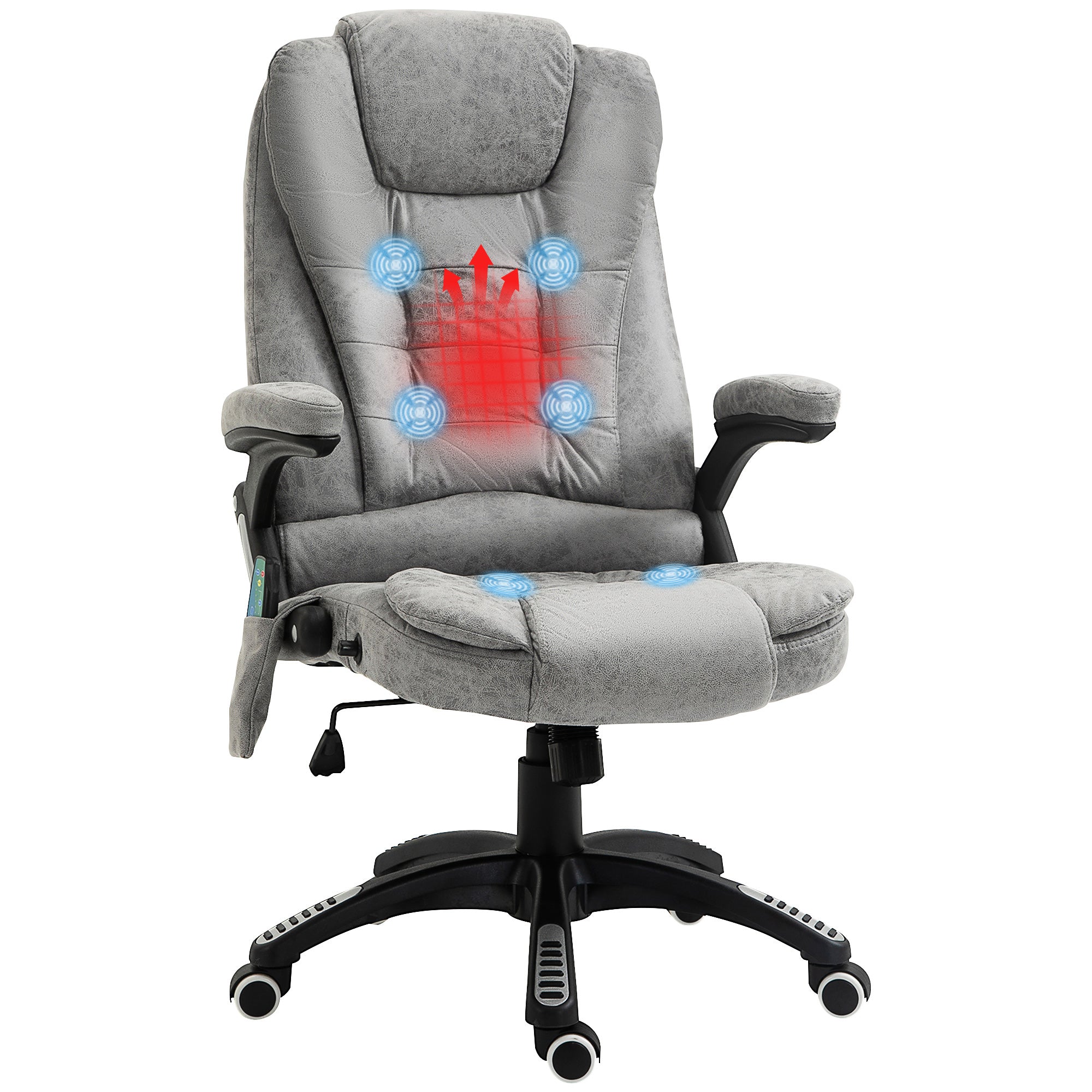 Vinsetto Office Chair, Ergonomic Desk Chair with 6-Point Massage and Back Heated, Microfiber Cloth Computer Gaming Chair with Arms, Lumbar Support, Gray