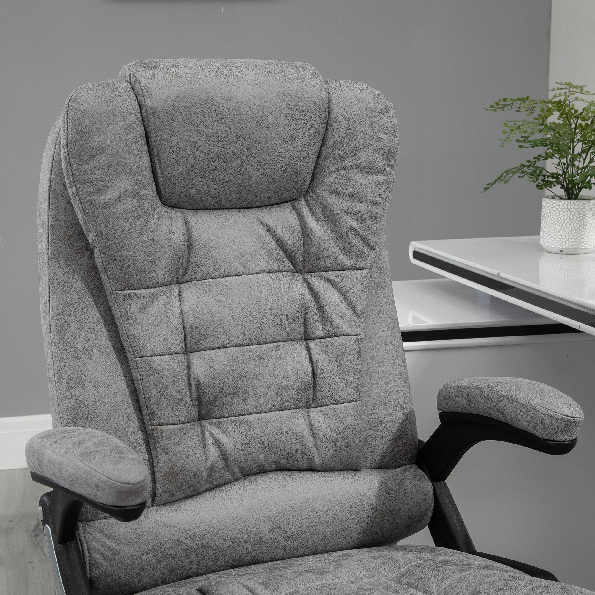 Vinsetto Office Chair, Ergonomic Desk Chair with 6-Point Massage and Back Heated, Microfiber Cloth Computer Gaming Chair with Arms, Lumbar Support, Gray
