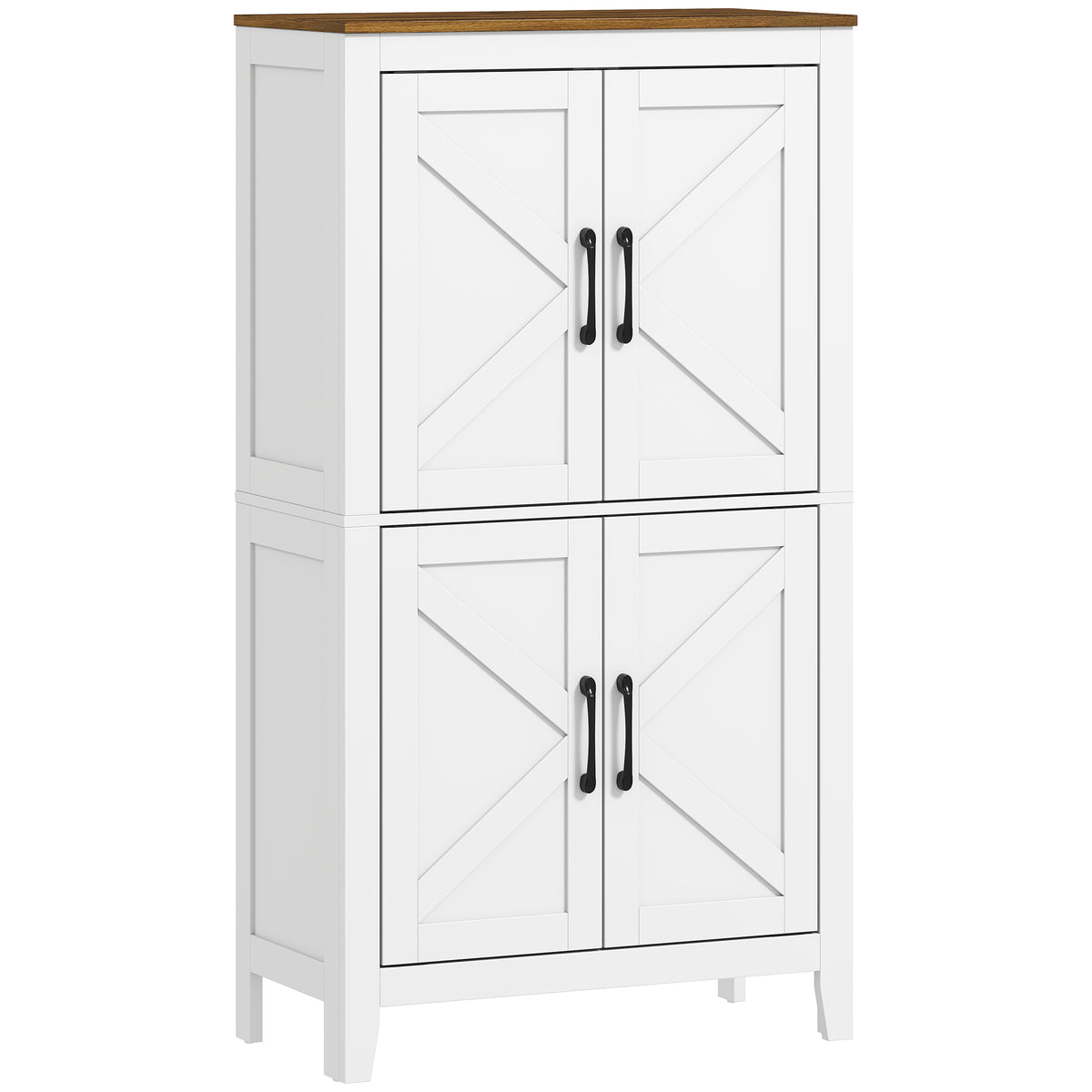 Bathroom Floor Cabinet, Farmhouse Freestanding Bathroom Storage Cabinet with Barn Doors and Adjustable Shelves, White