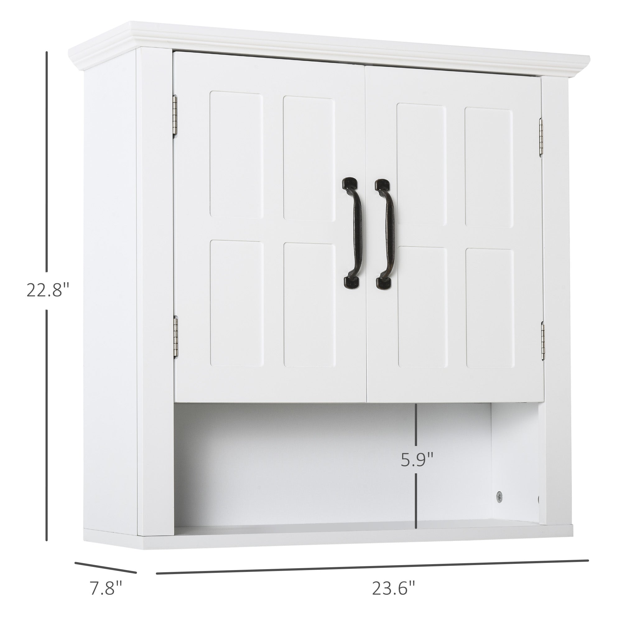 2-Door Adjustable Shelf Wall Cabinet, Medicine Cabinet for Bathroom and Kitchen, White