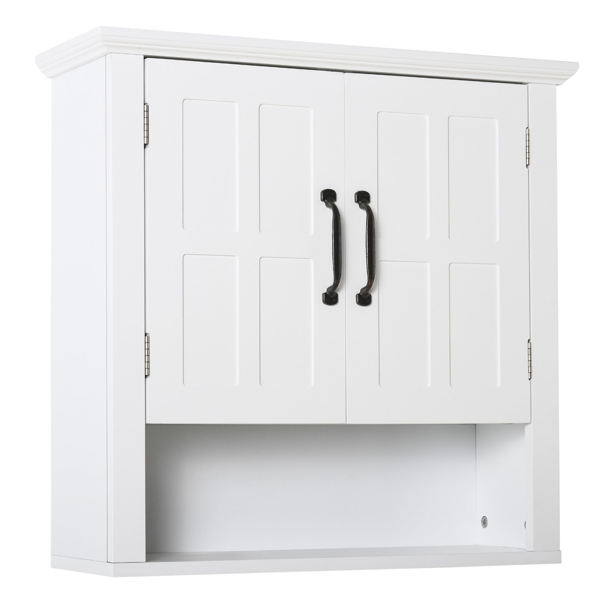 2-Door Adjustable Shelf Wall Cabinet, Medicine Cabinet for Bathroom and Kitchen, White